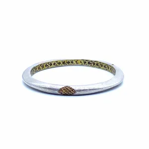 Sterling Silver Tribal citrine Wave Bangle 5mm Thick