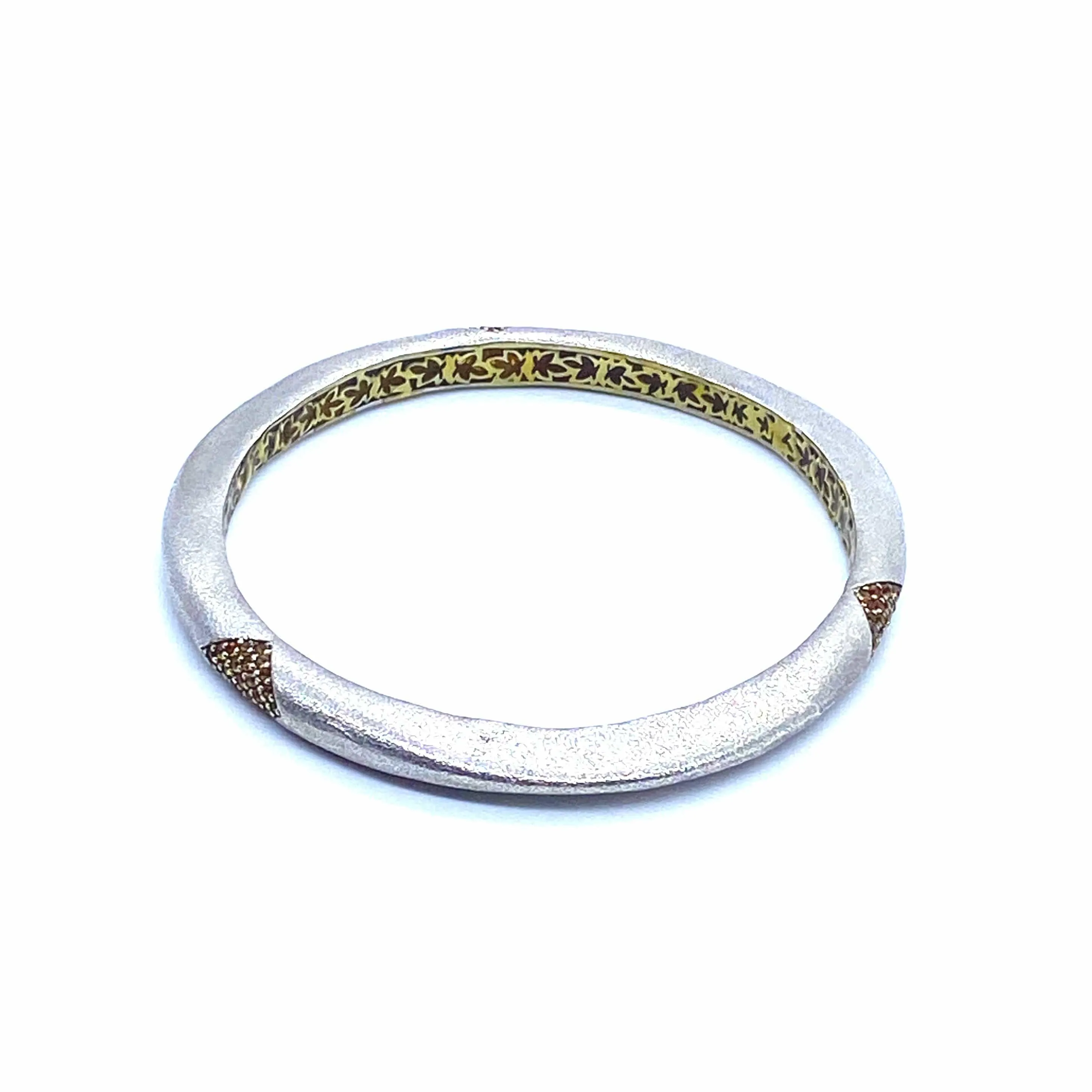 Sterling Silver Tribal citrine Wave Bangle 5mm Thick