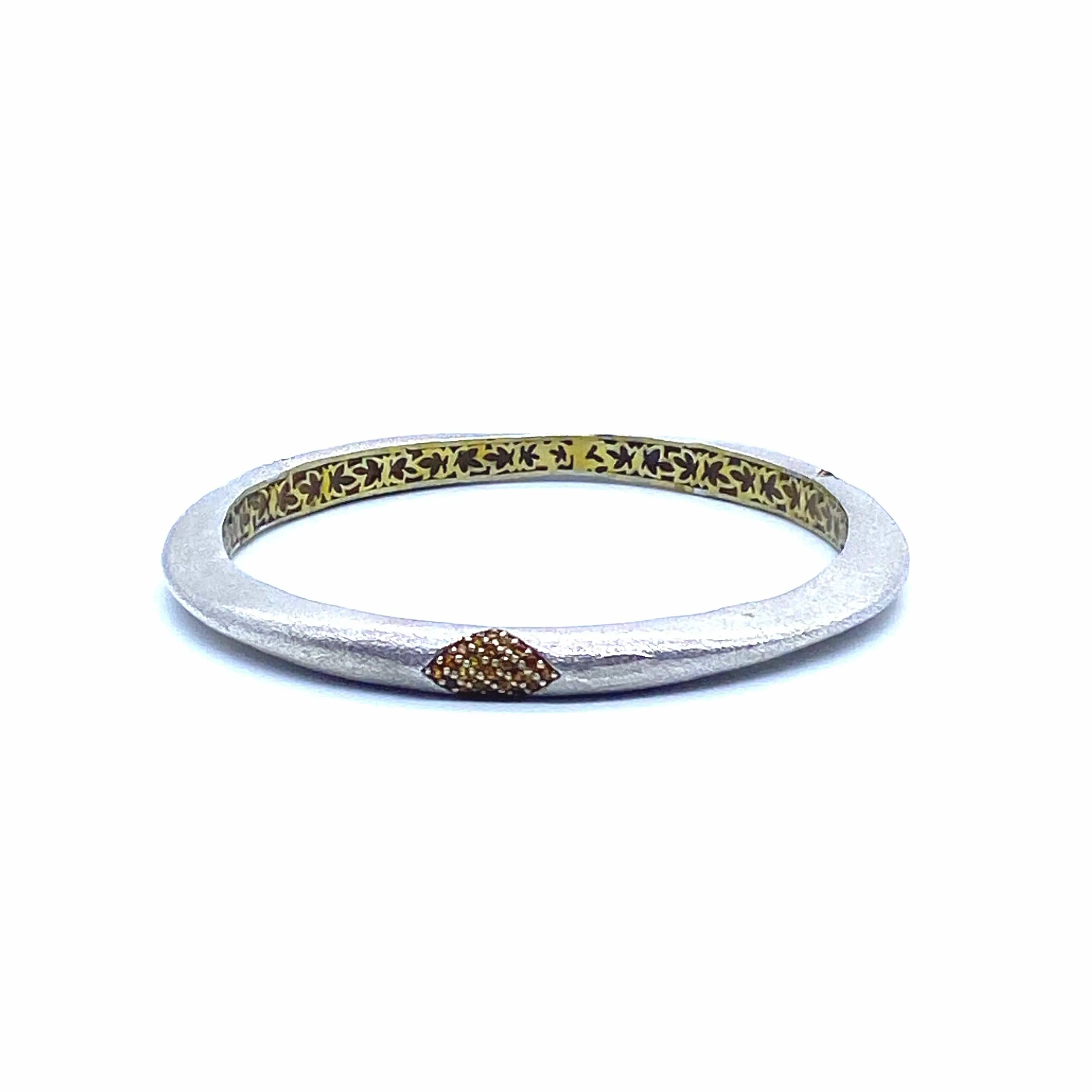 Sterling Silver Tribal citrine Wave Bangle 5mm Thick