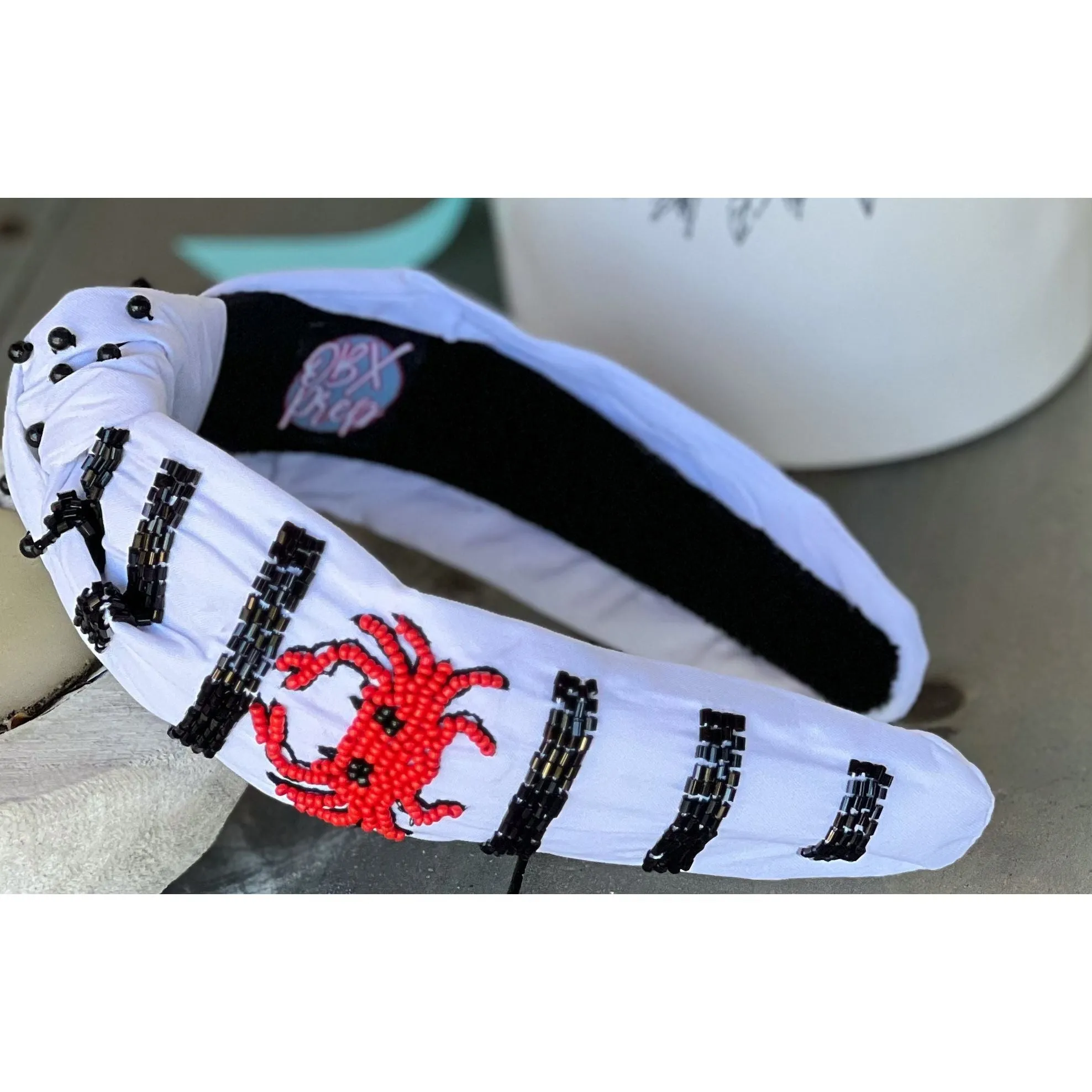 Striped Crab Summer Seed Beaded Top Knot Headband