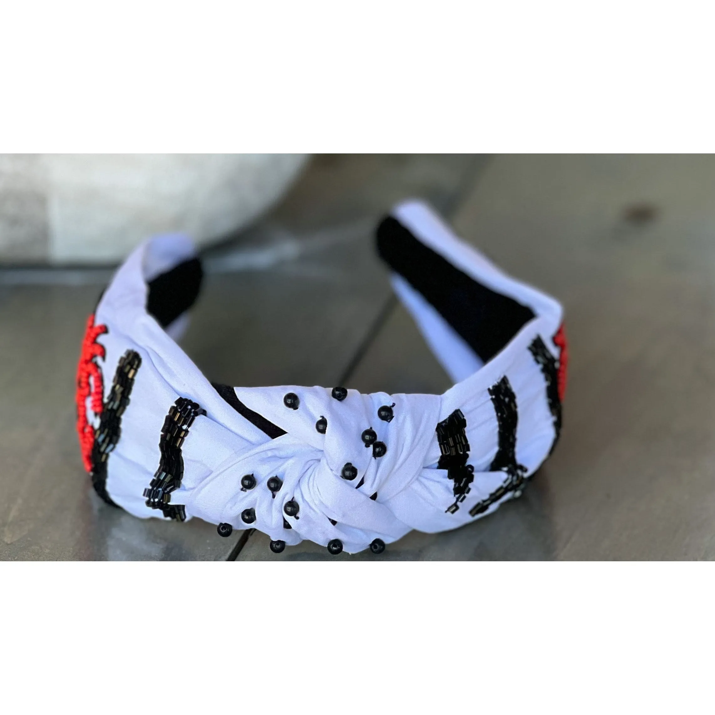 Striped Crab Summer Seed Beaded Top Knot Headband