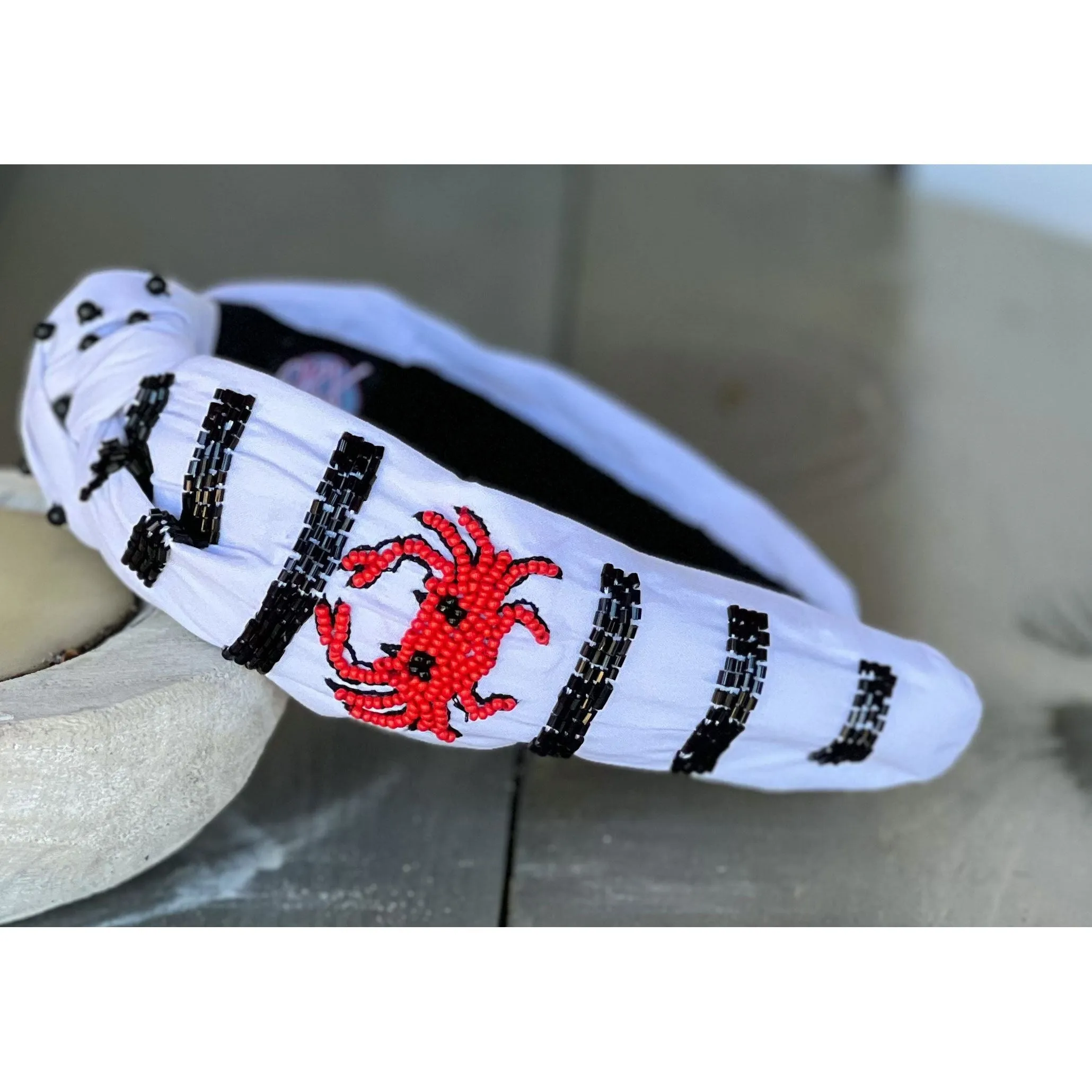 Striped Crab Summer Seed Beaded Top Knot Headband