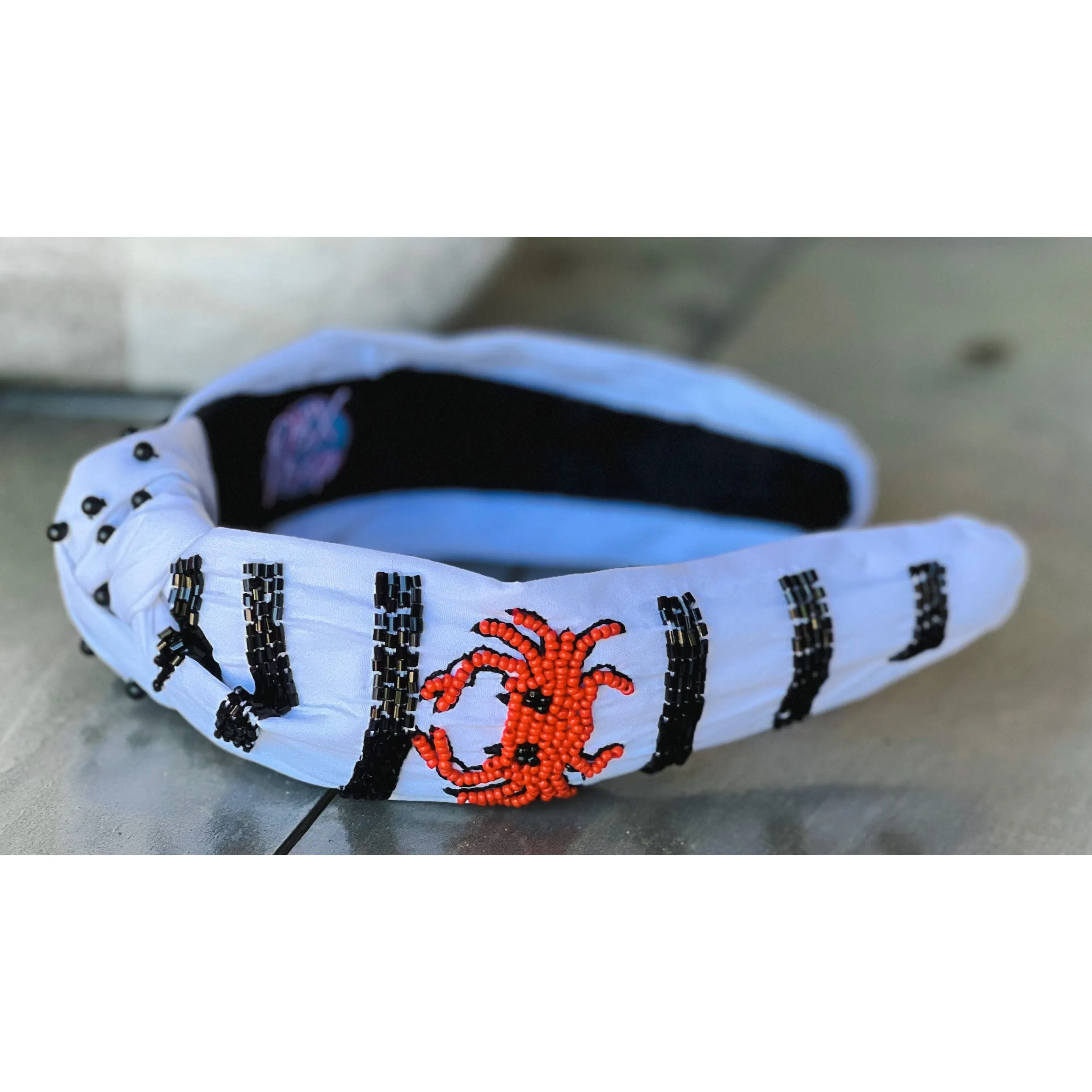 Striped Crab Summer Seed Beaded Top Knot Headband