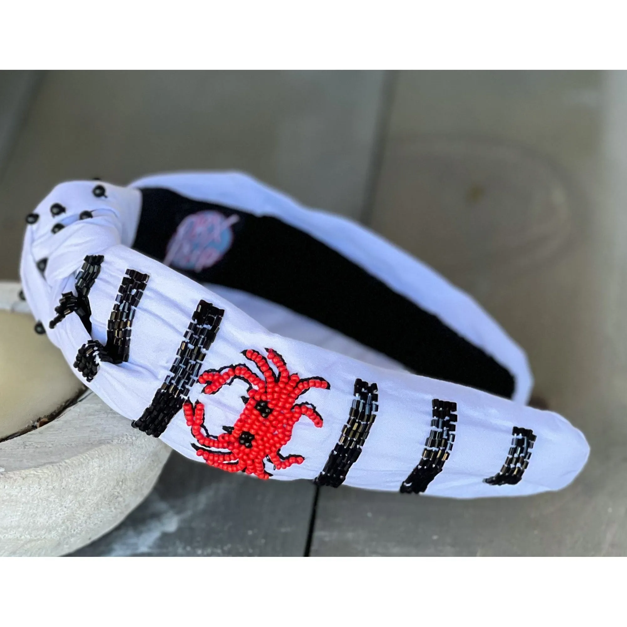 Striped Crab Summer Seed Beaded Top Knot Headband