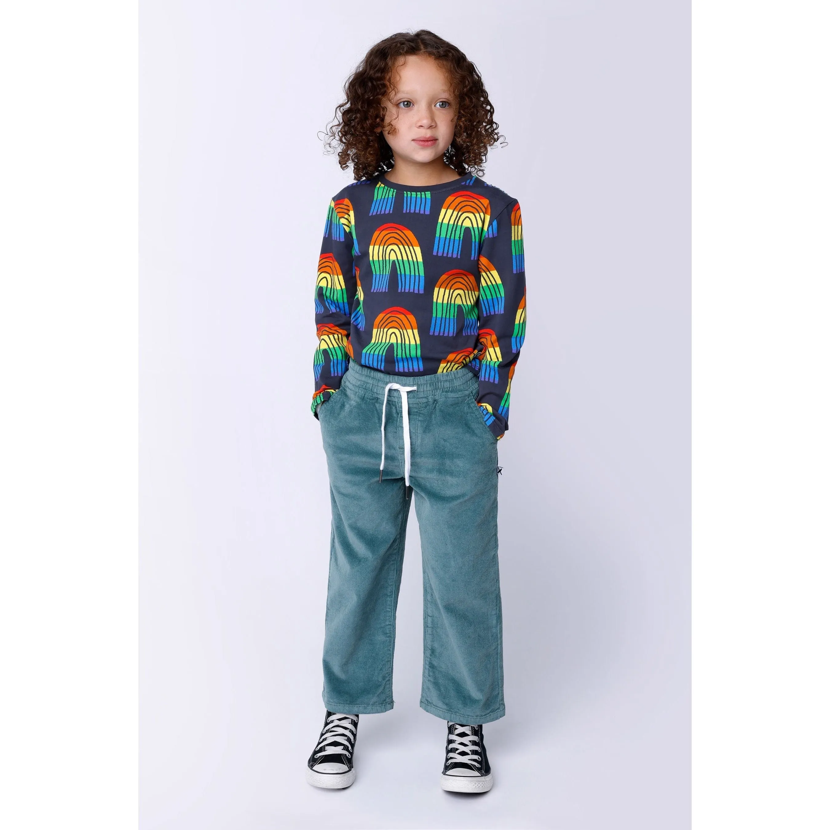Stripey Rainbow Tee - Dark Grey