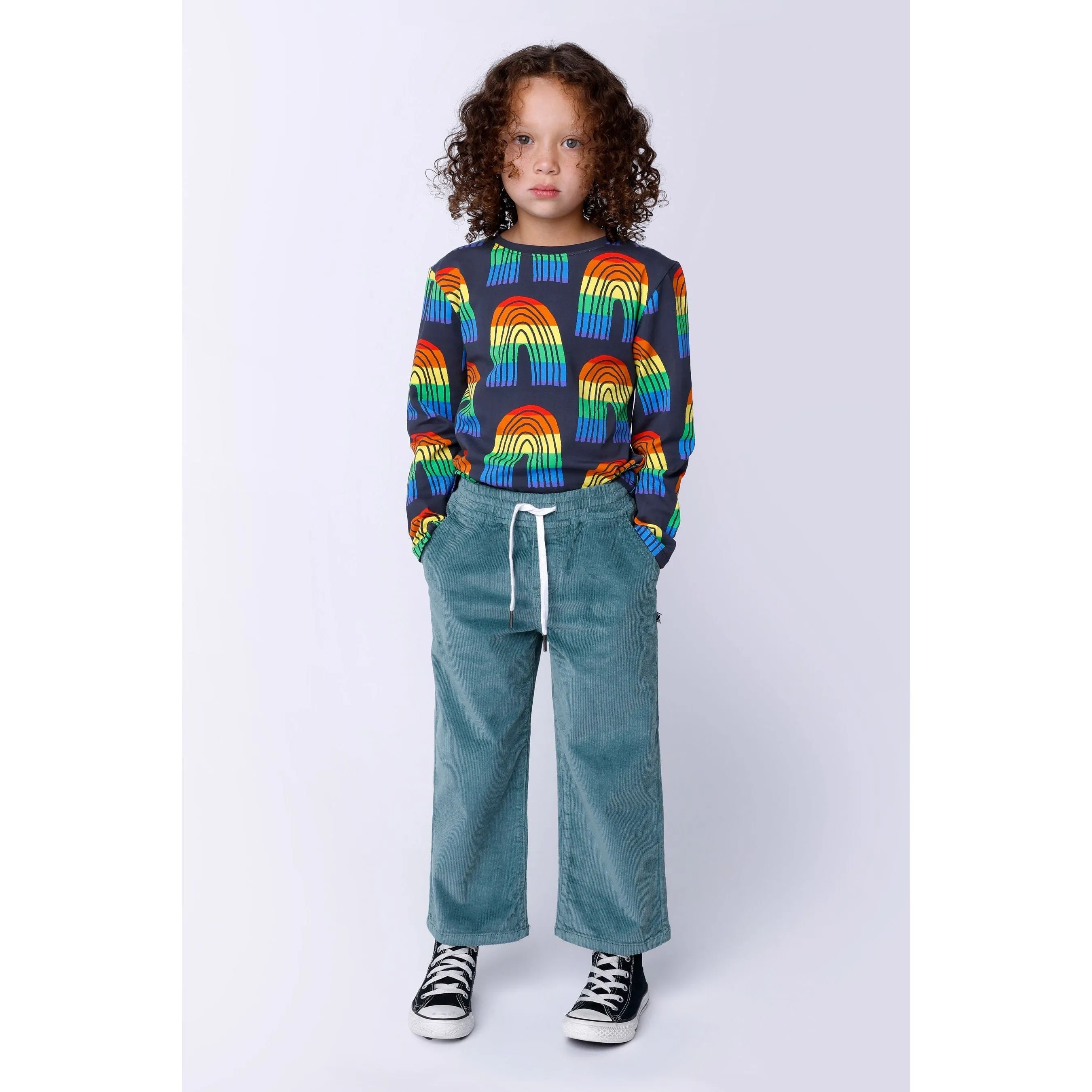 Stripey Rainbow Tee - Dark Grey