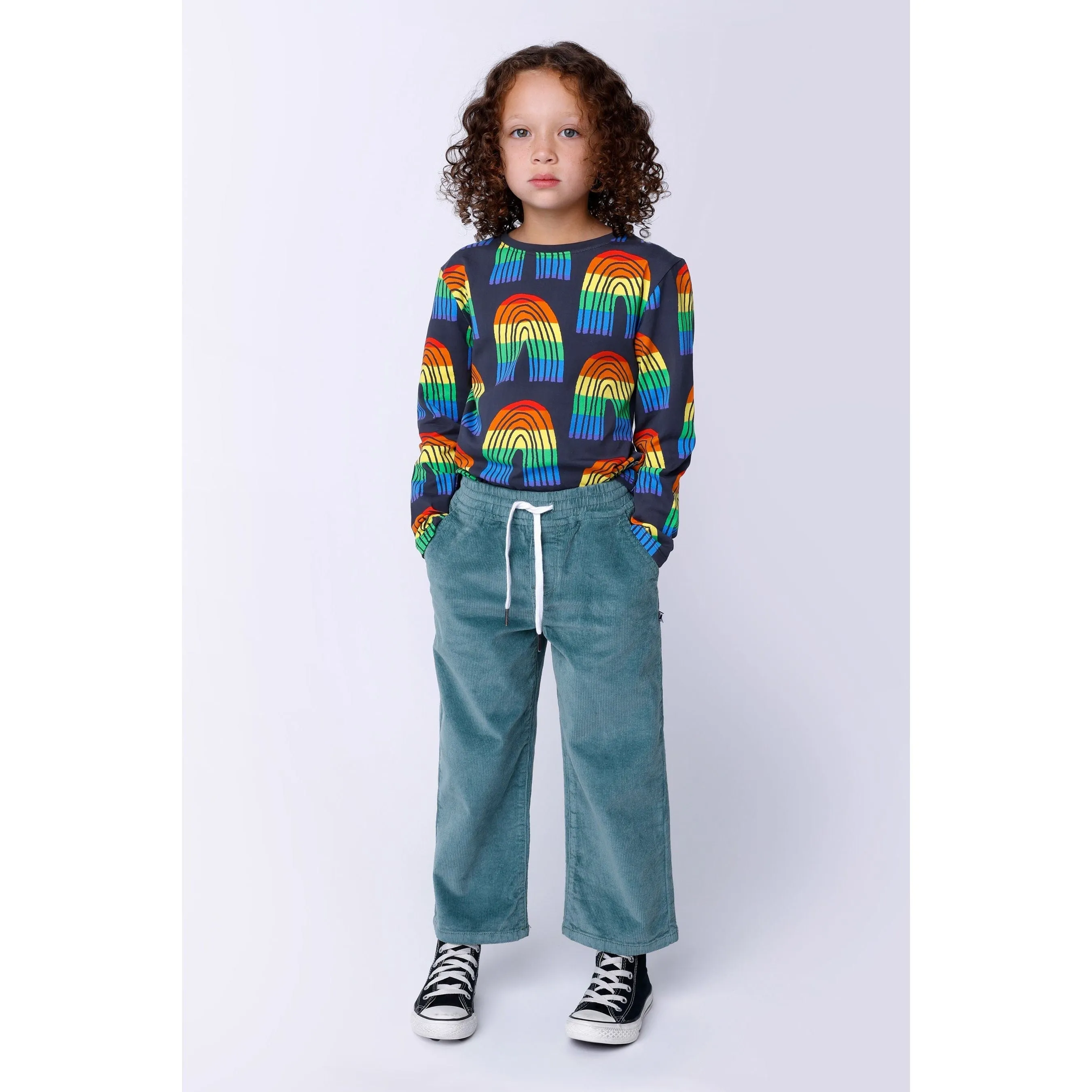 Stripey Rainbow Tee - Dark Grey