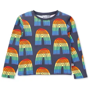 Stripey Rainbow Tee - Dark Grey