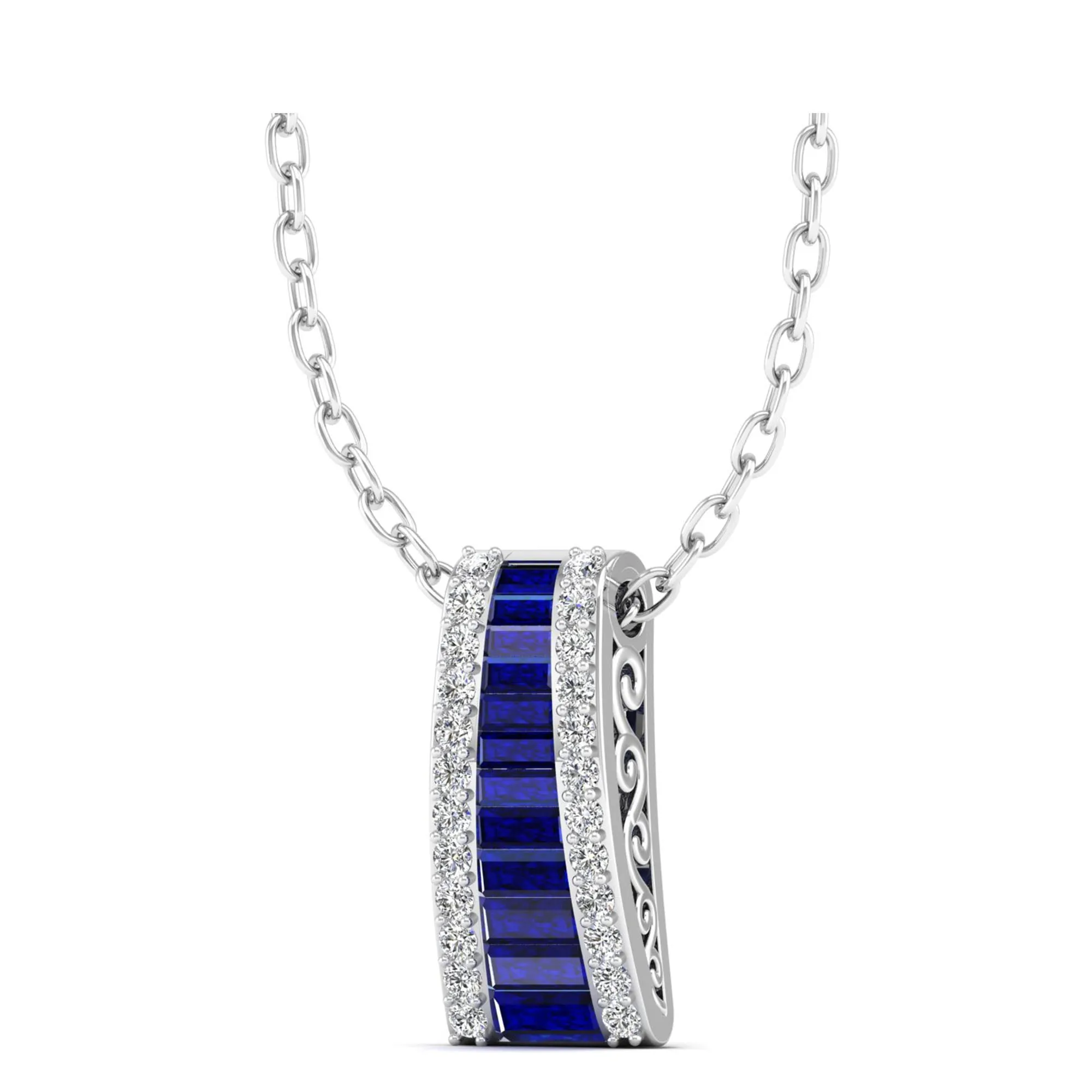 Tapered Sapphire and Diamond Pendant