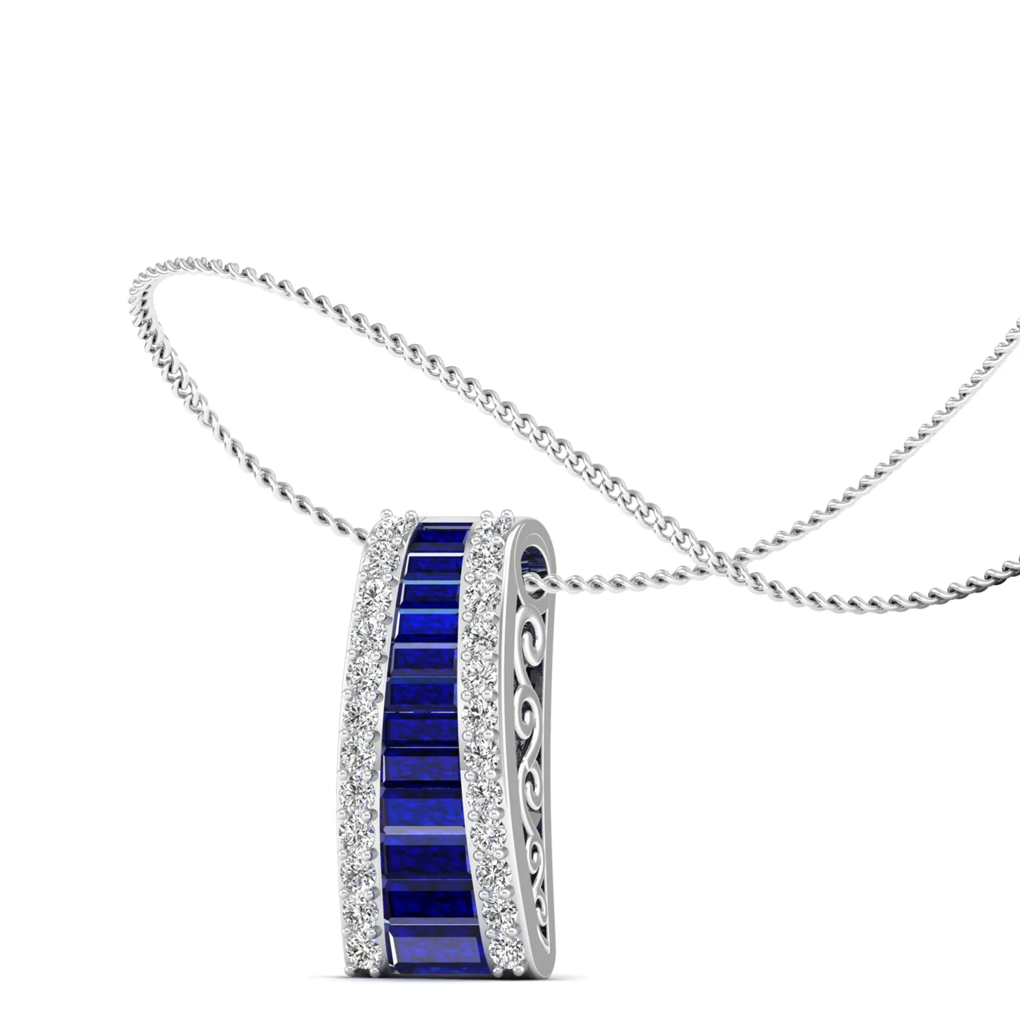 Tapered Sapphire and Diamond Pendant