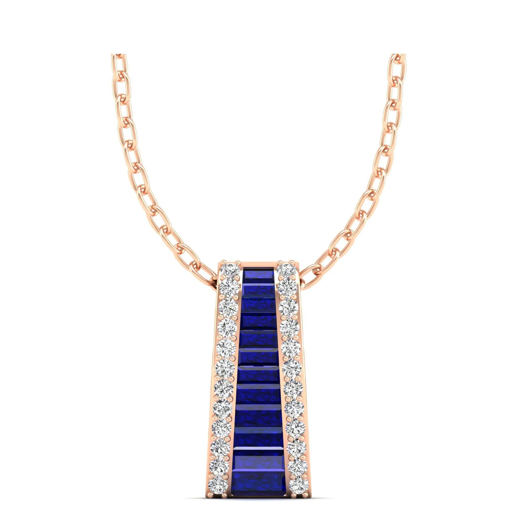 Tapered Sapphire and Diamond Pendant
