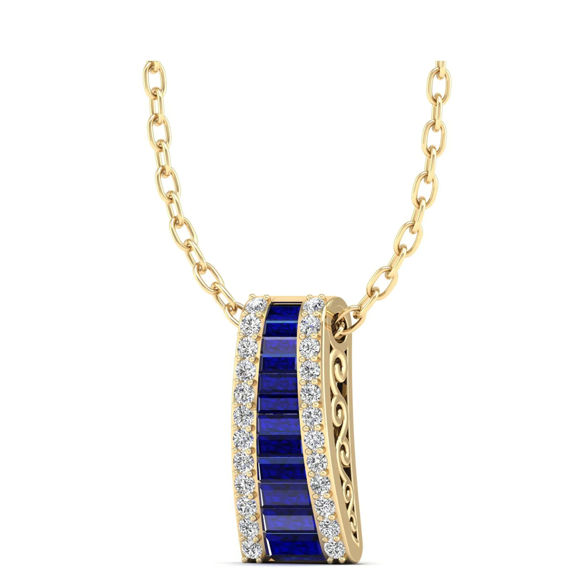 Tapered Sapphire and Diamond Pendant