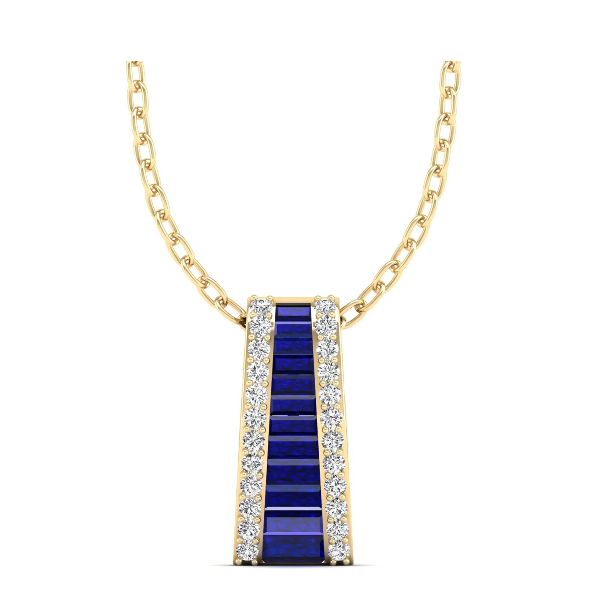 Tapered Sapphire and Diamond Pendant
