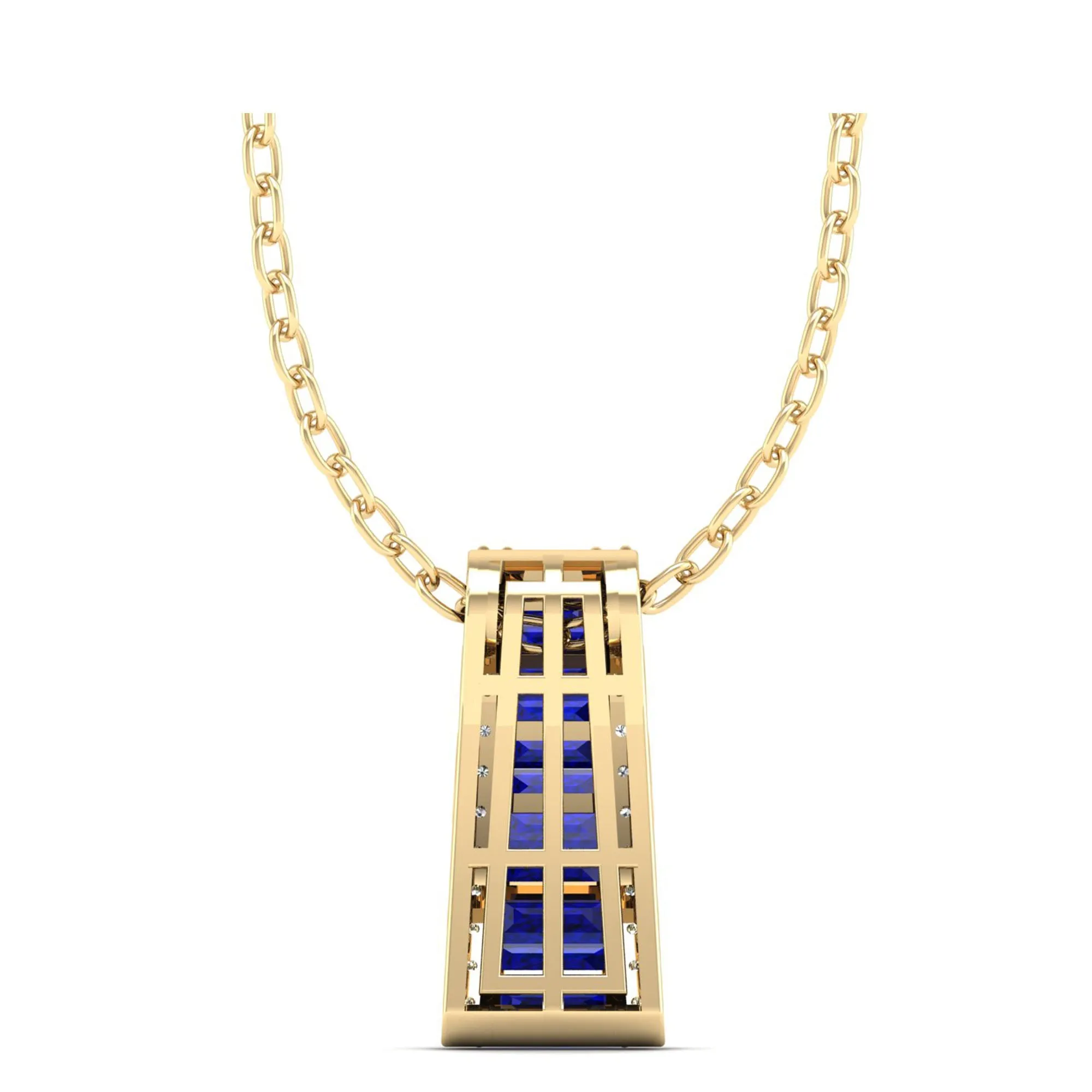 Tapered Sapphire and Diamond Pendant