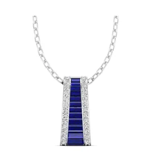 Tapered Sapphire and Diamond Pendant