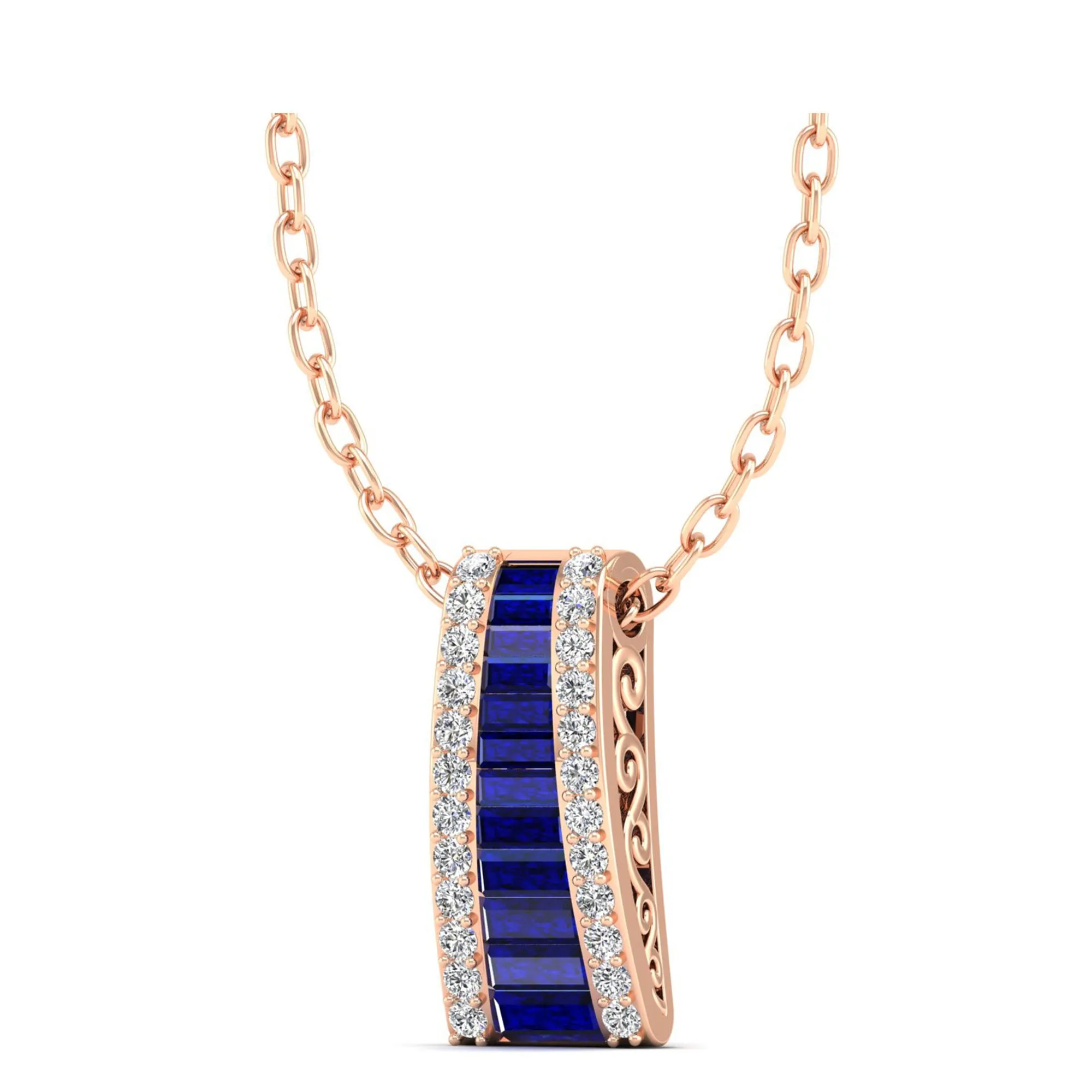 Tapered Sapphire and Diamond Pendant