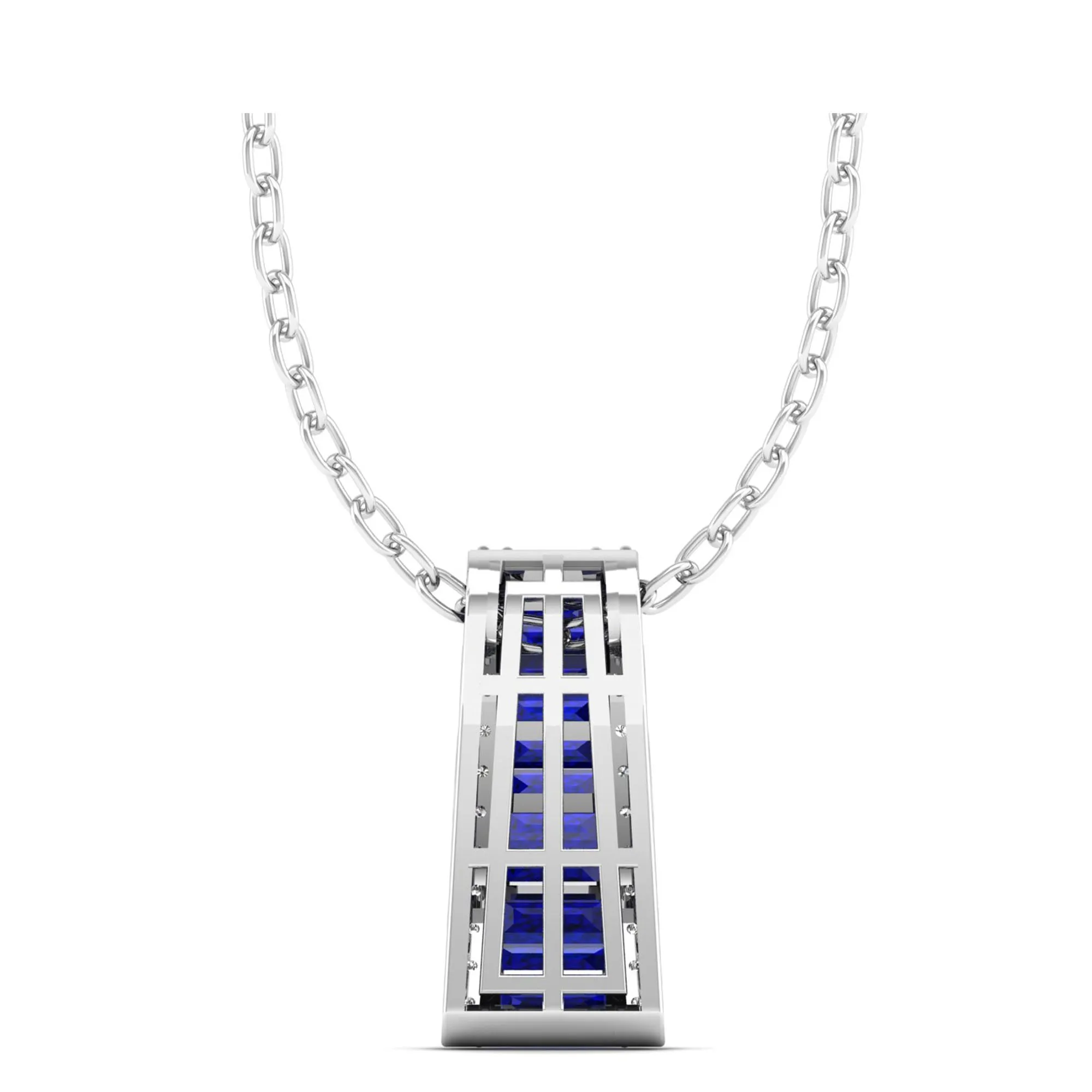 Tapered Sapphire and Diamond Pendant