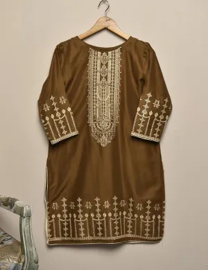 Tehwaar Winter Linen Embroidered Stitched Kurti - Scarlet Letter (TW-04B-Brown)