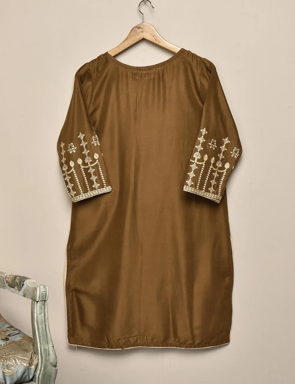 Tehwaar Winter Linen Embroidered Stitched Kurti - Scarlet Letter (TW-04B-Brown)