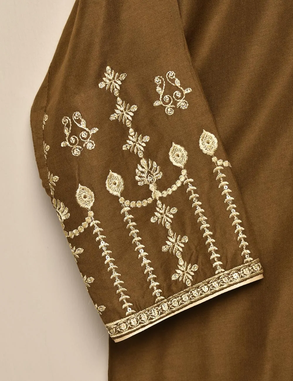 Tehwaar Winter Linen Embroidered Stitched Kurti - Scarlet Letter (TW-04B-Brown)