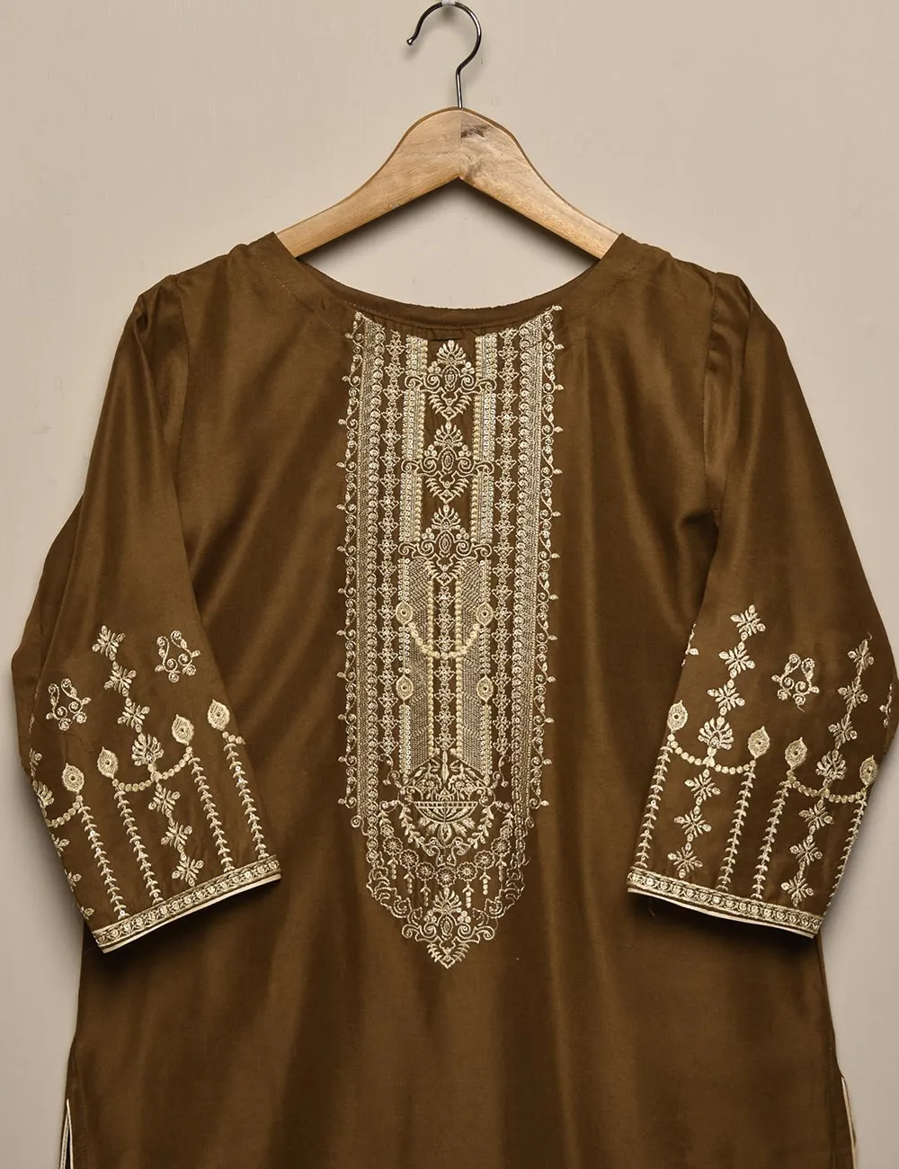 Tehwaar Winter Linen Embroidered Stitched Kurti - Scarlet Letter (TW-04B-Brown)