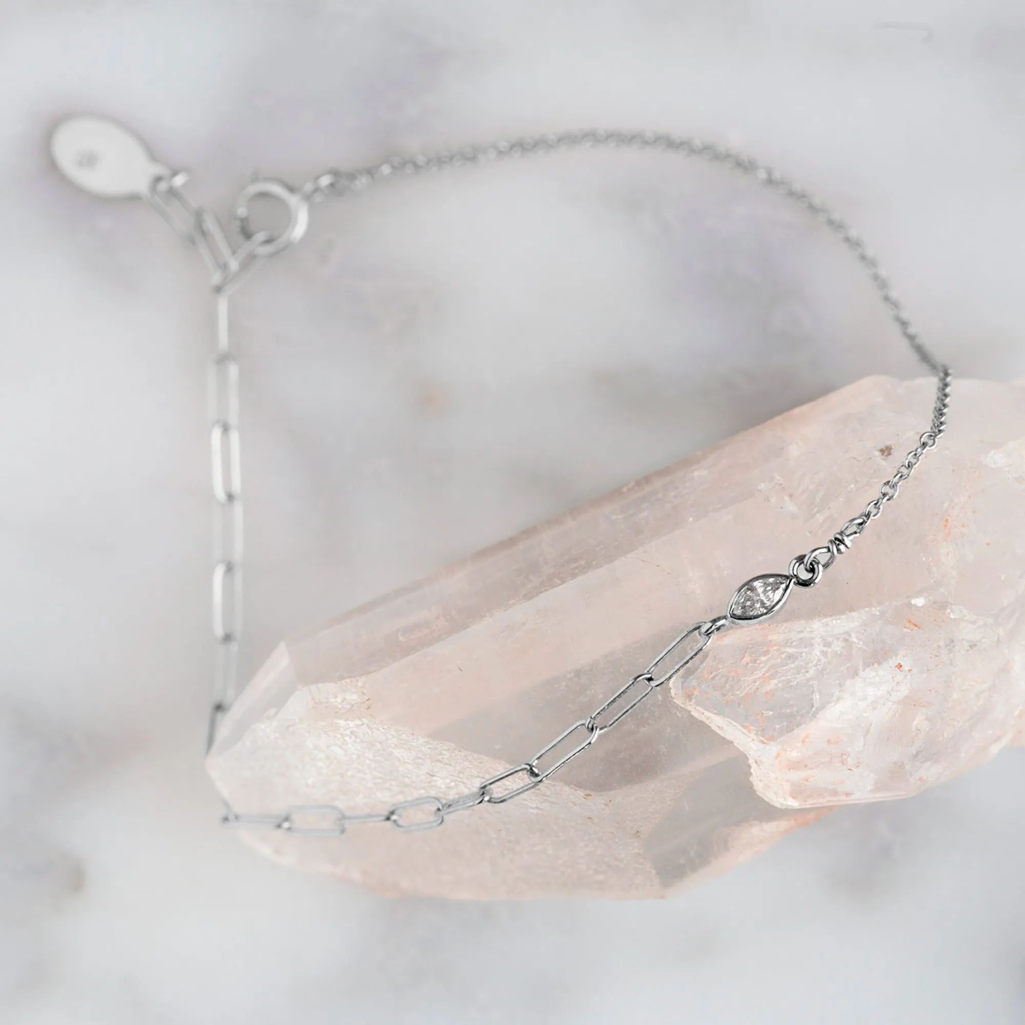 The Asymmetrical Diamond Eye Bracelet | 14K White Gold