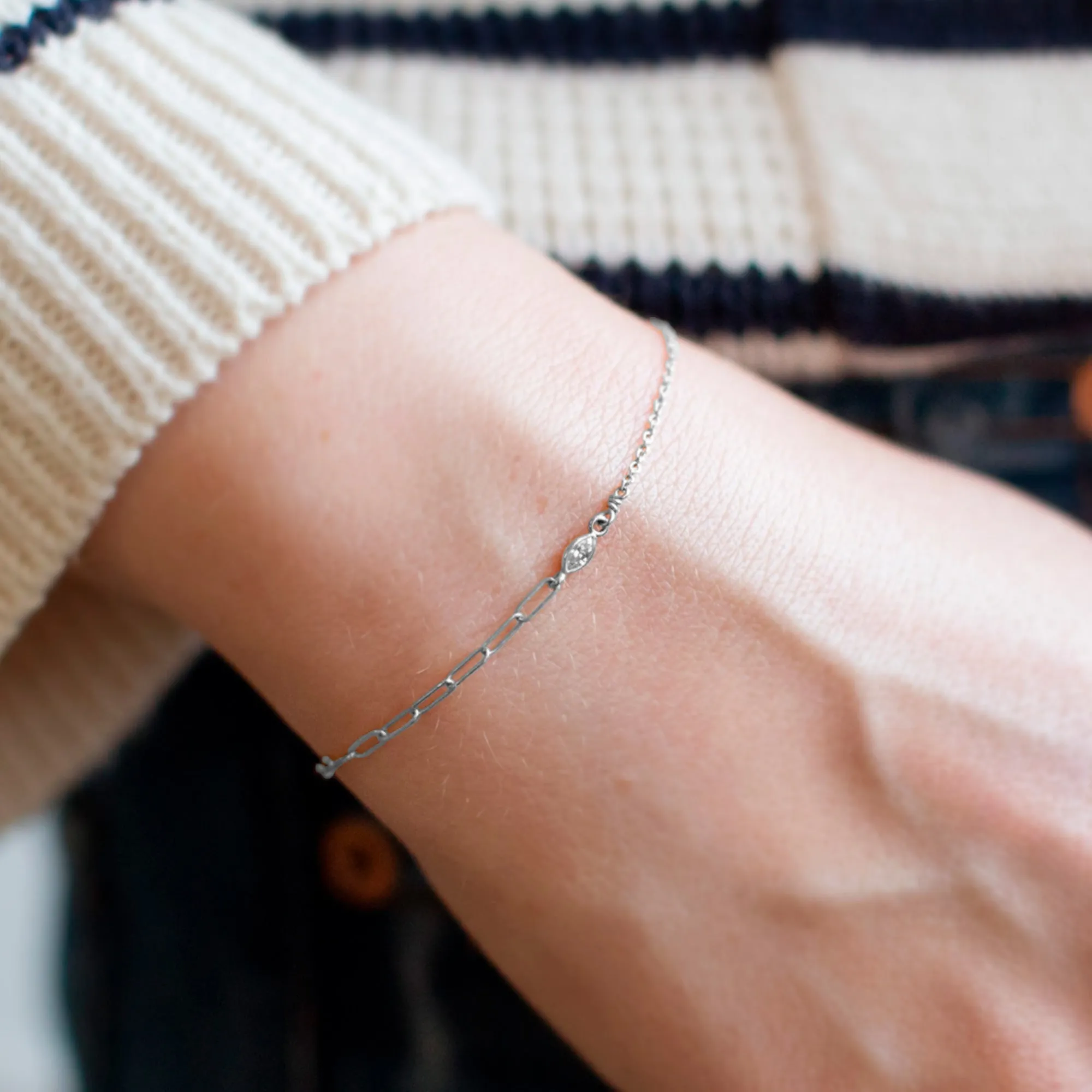 The Asymmetrical Diamond Eye Bracelet | 14K White Gold