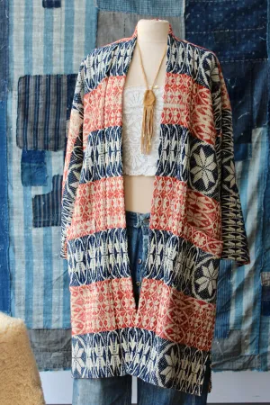 The Highlands Foundry Indigo   Red Overshot Coverlet Duster THF135