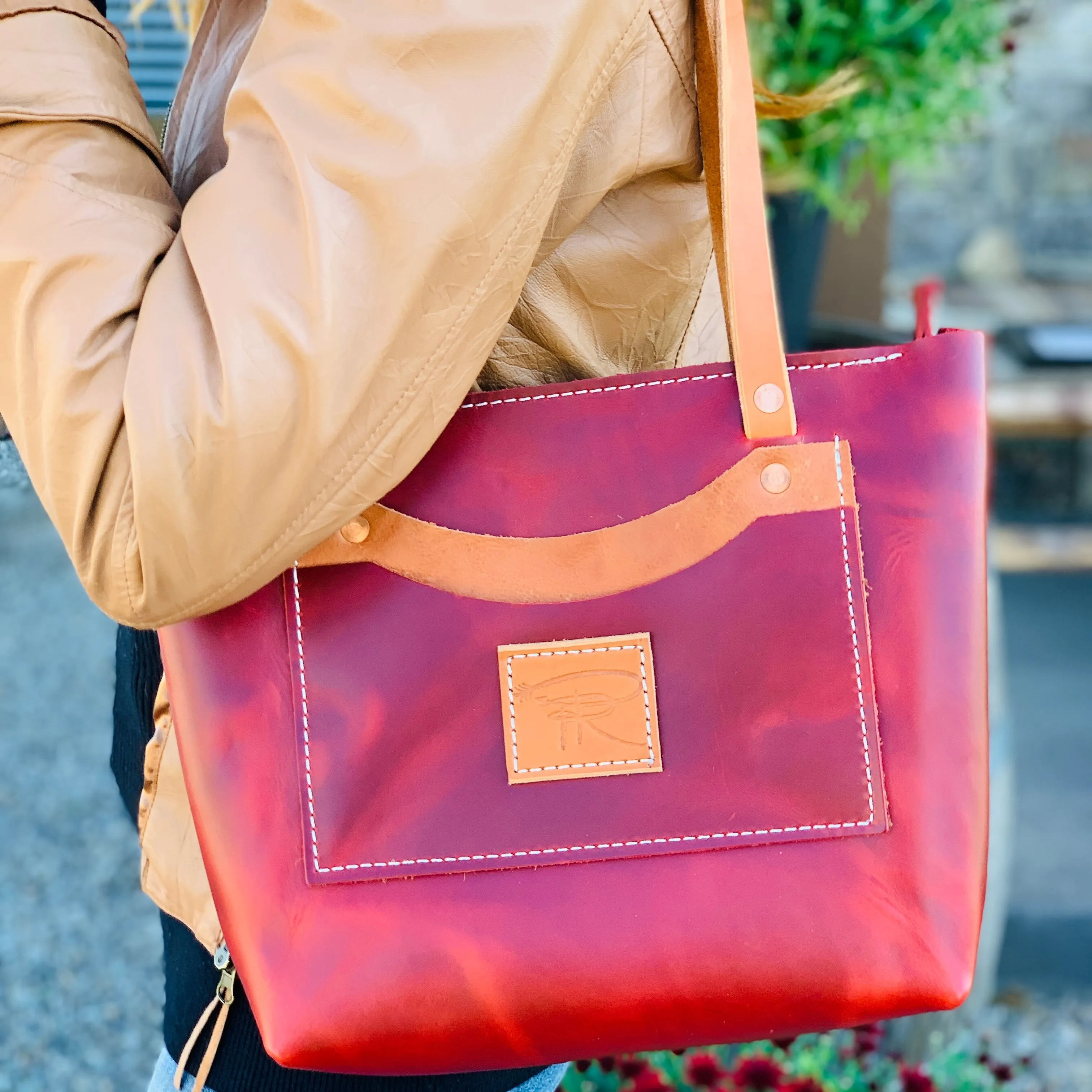 The Lainey Red Leather Purse-Tote