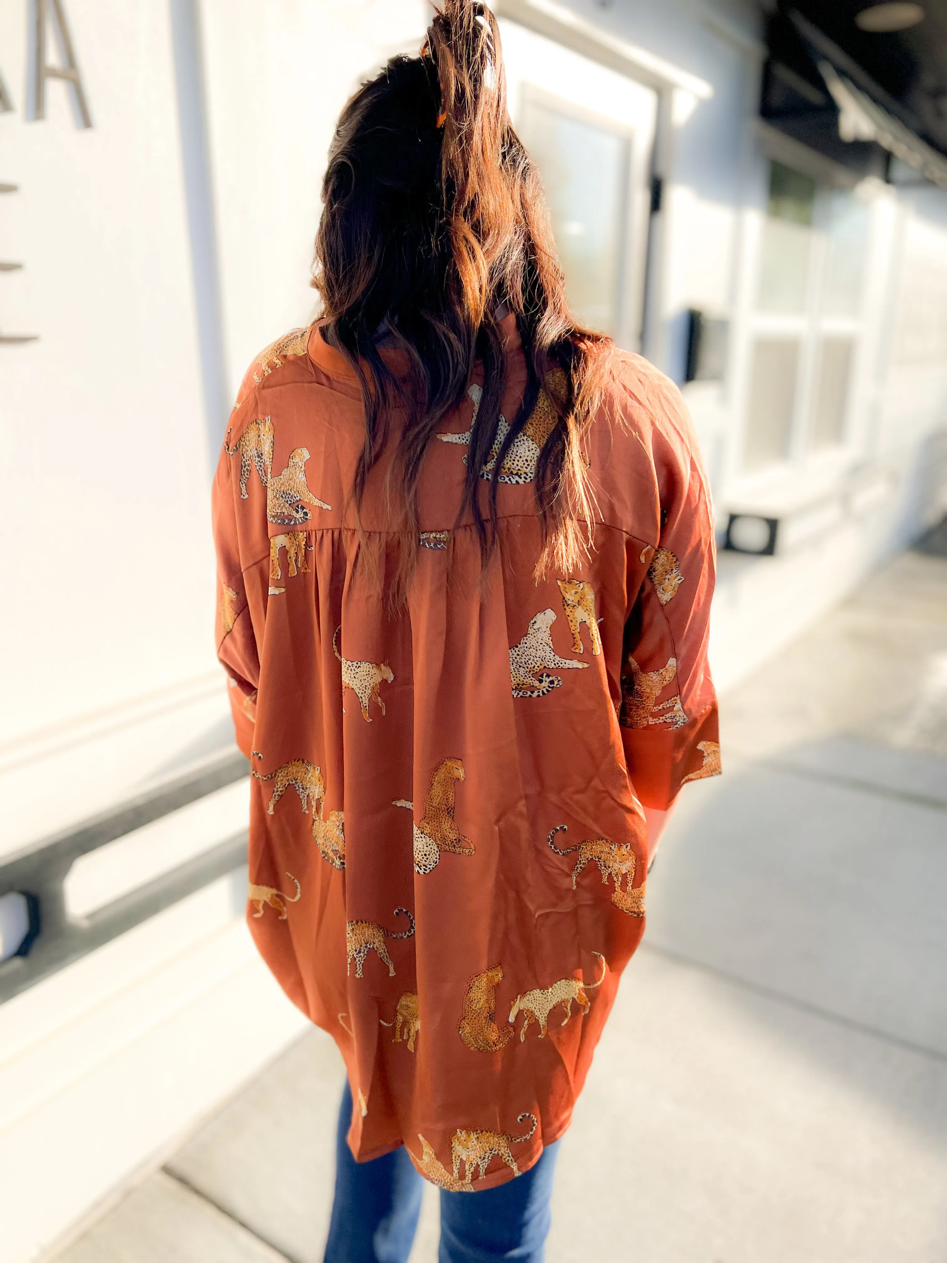 The Leo Button Down Satin Blouse- Sienna