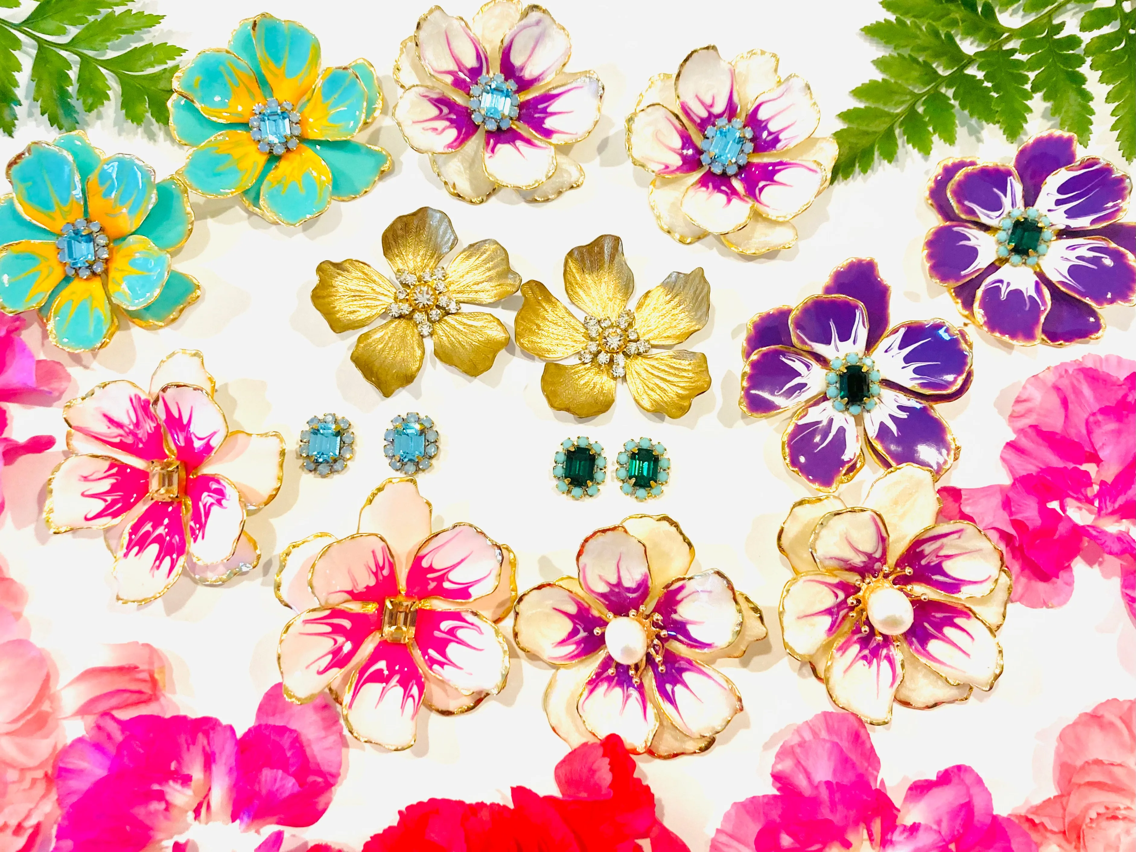 The Pink Reef cashmere large hand painted jewel box florals
