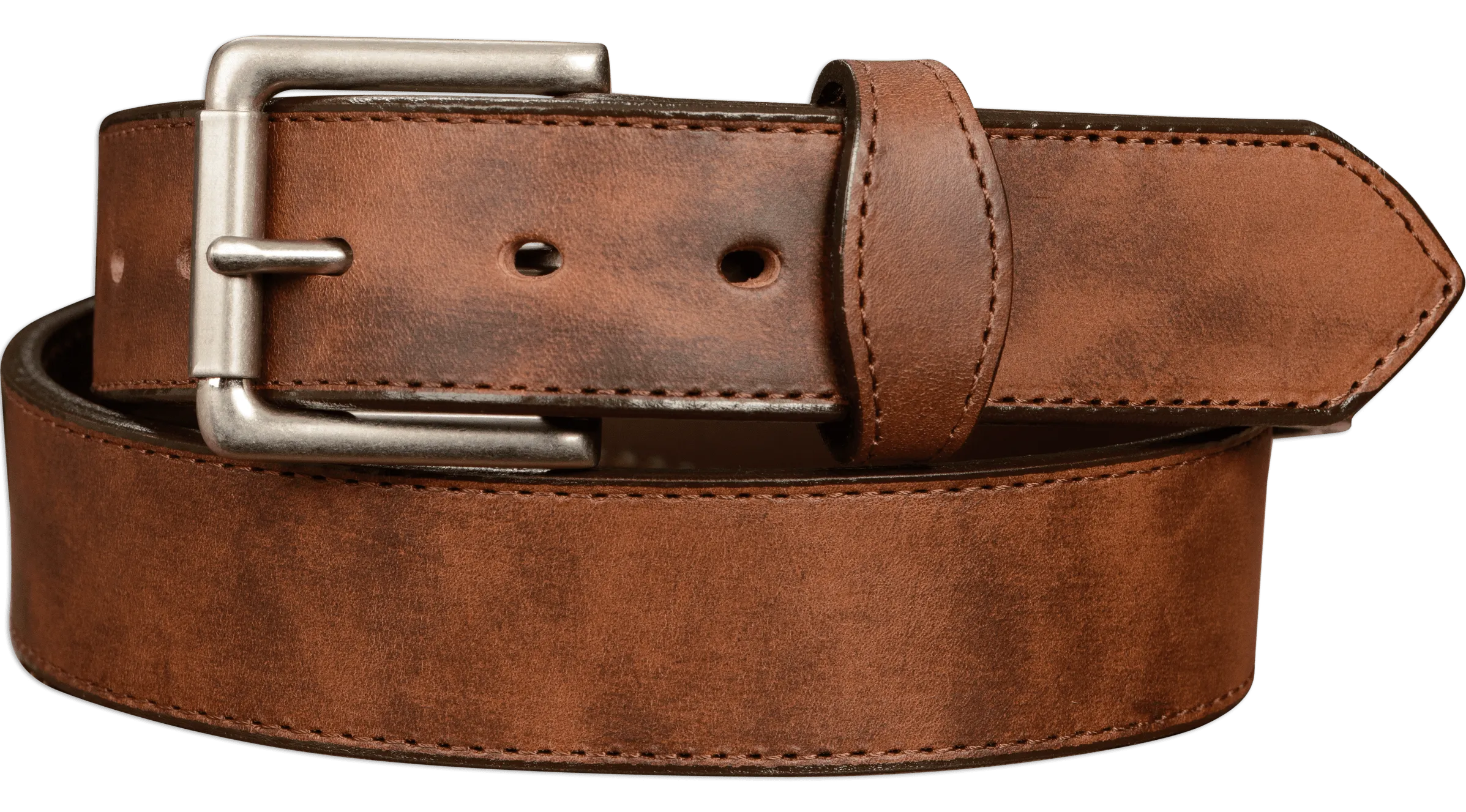 The Rockefeller: Brown Stitched Oil Tanned With Scalloped Ends 1.50"