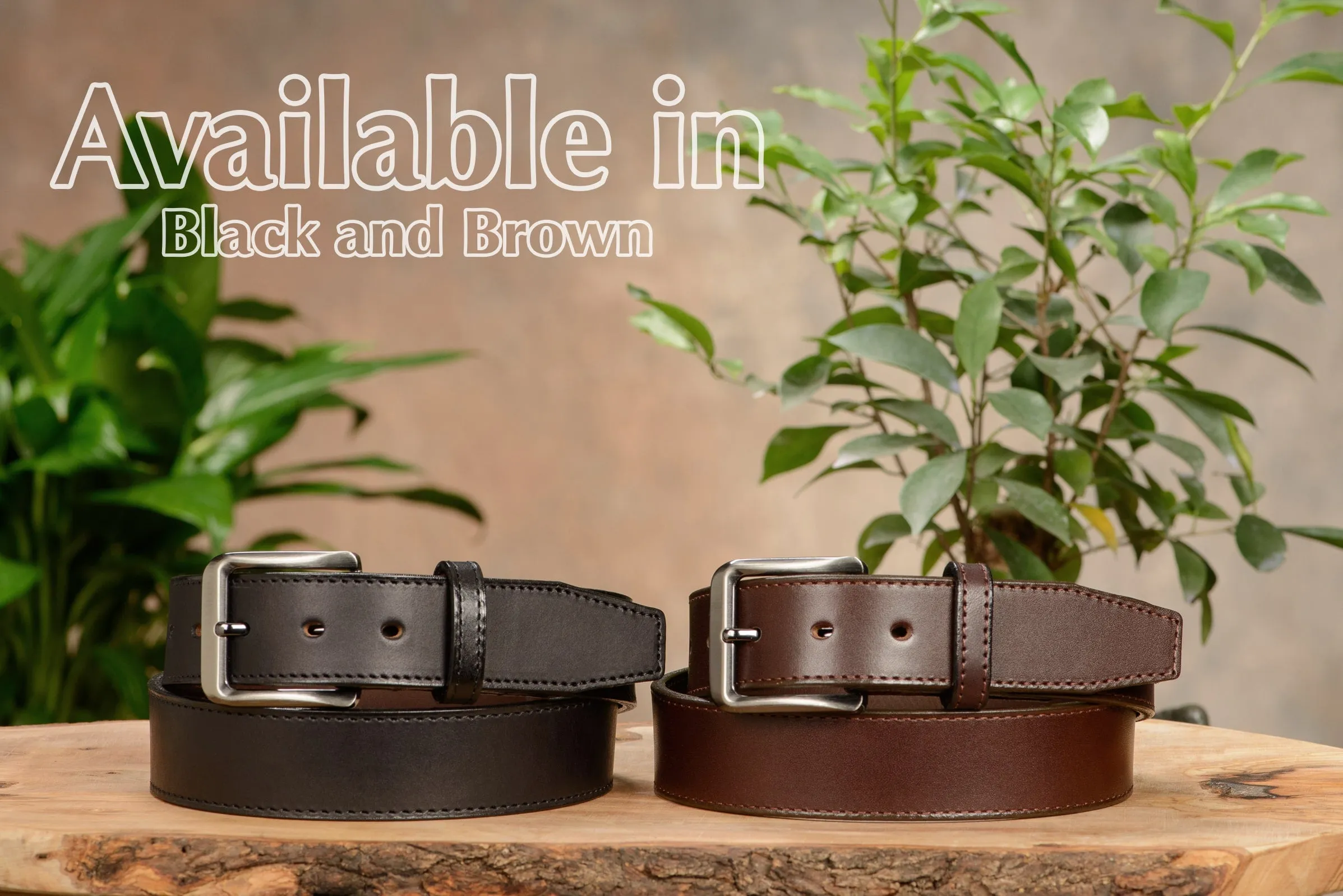 The Stallion: Brown Stitched Italian Leather 1.50"