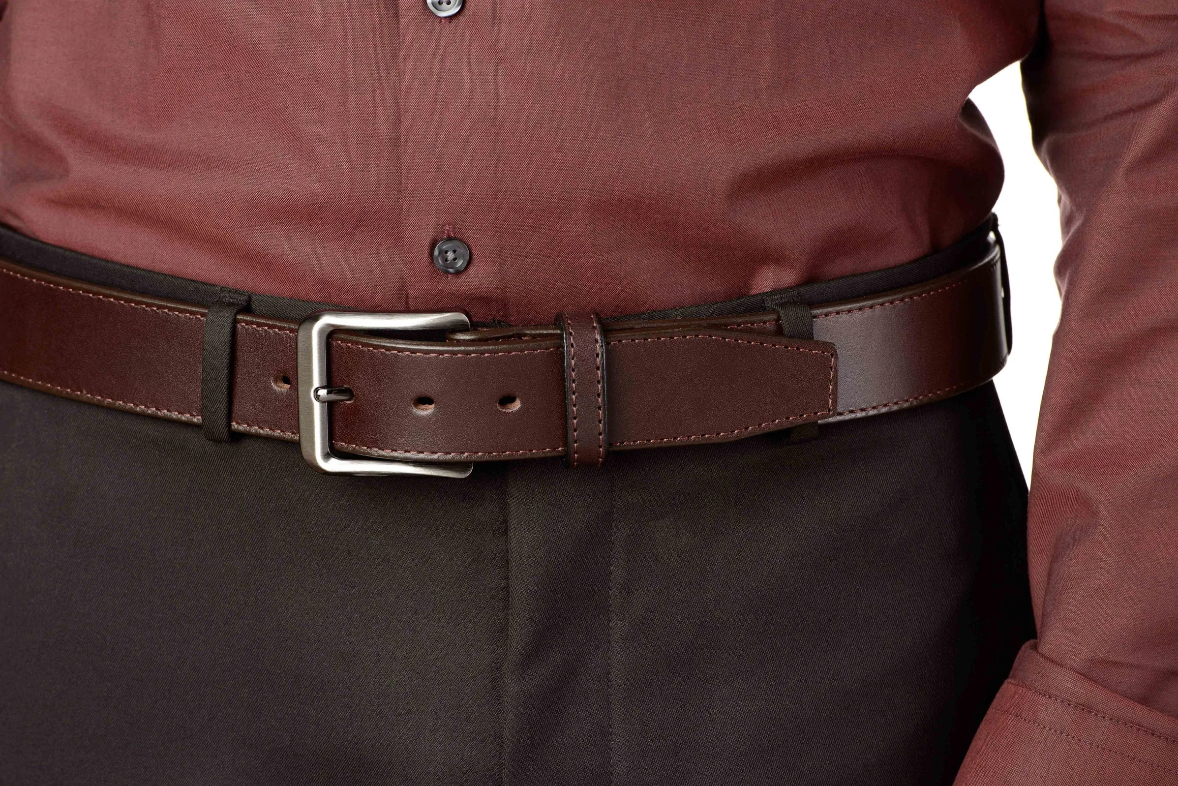 The Stallion: Brown Stitched Italian Leather 1.50"