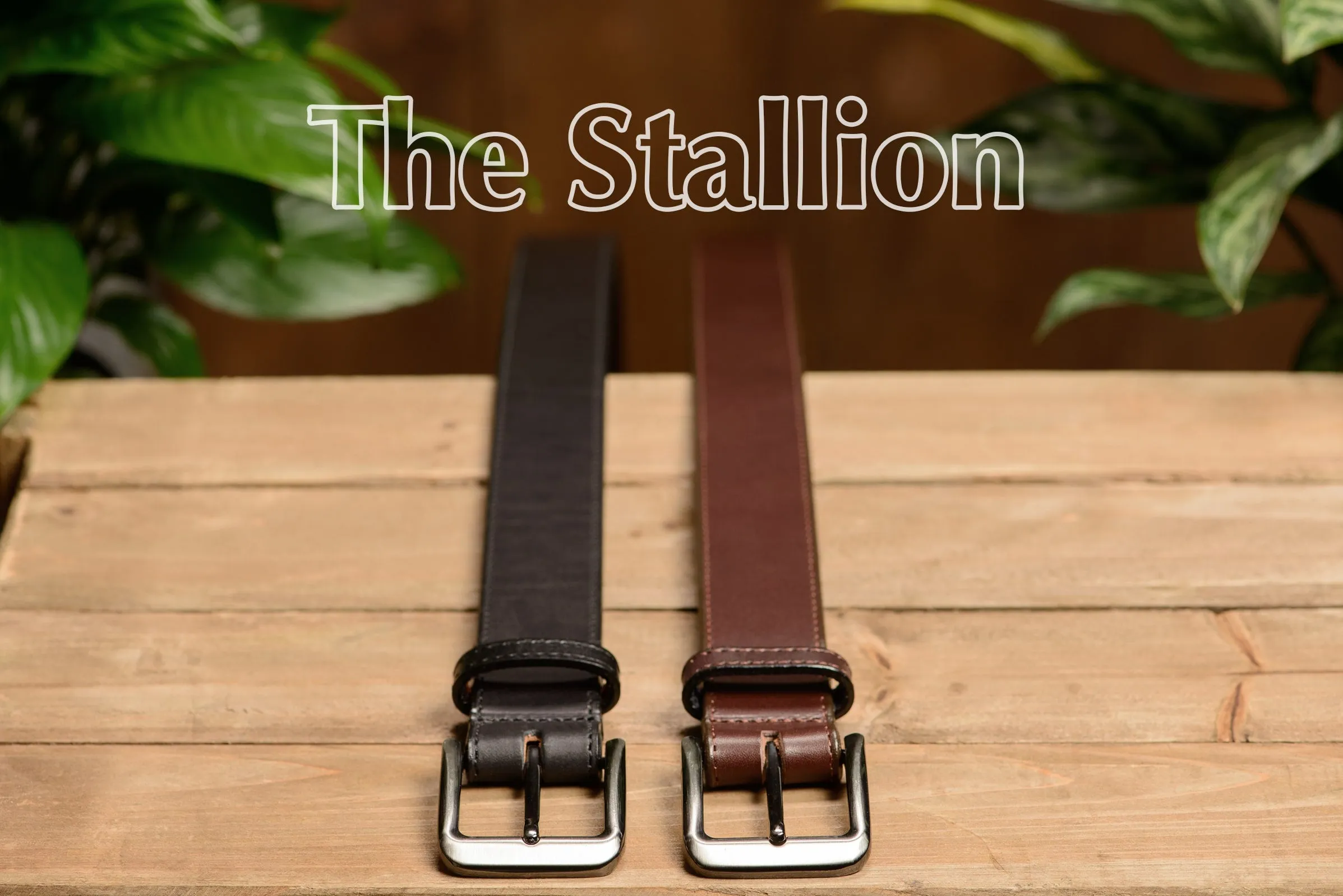 The Stallion: Brown Stitched Italian Leather 1.50"