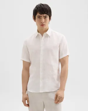 Theory Irving Short Sleeve Shirt in Relaxed Linen - White