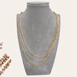 Three Colored Layered Chain Necklace