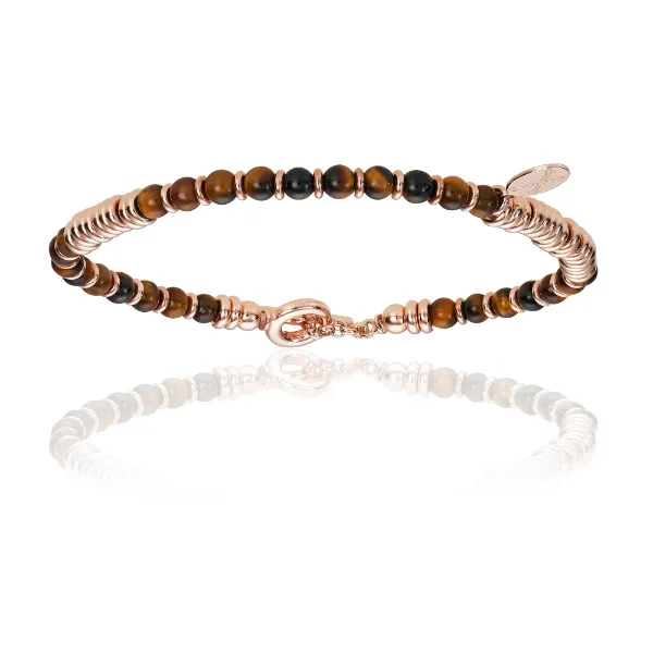 Tiger's eye with Rose Gold and Black PVD Gift Idea for him