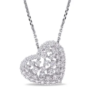 Tilted Diamond Covered Heart Pendant 1CT