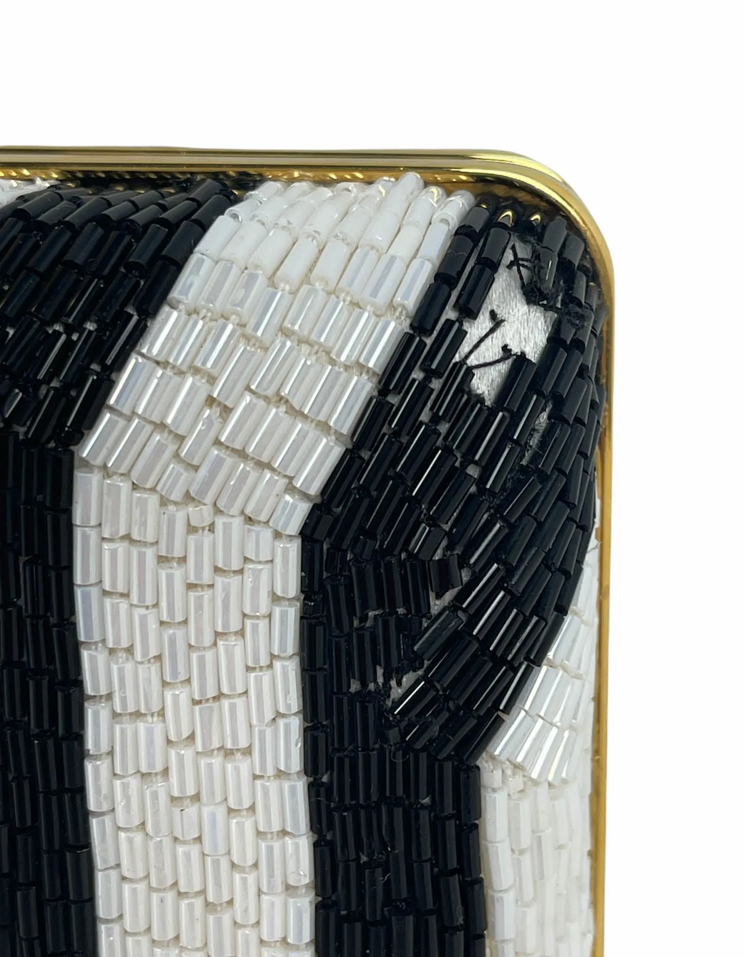 Tom Ford Black & White Beaded Ring Clutch Bag