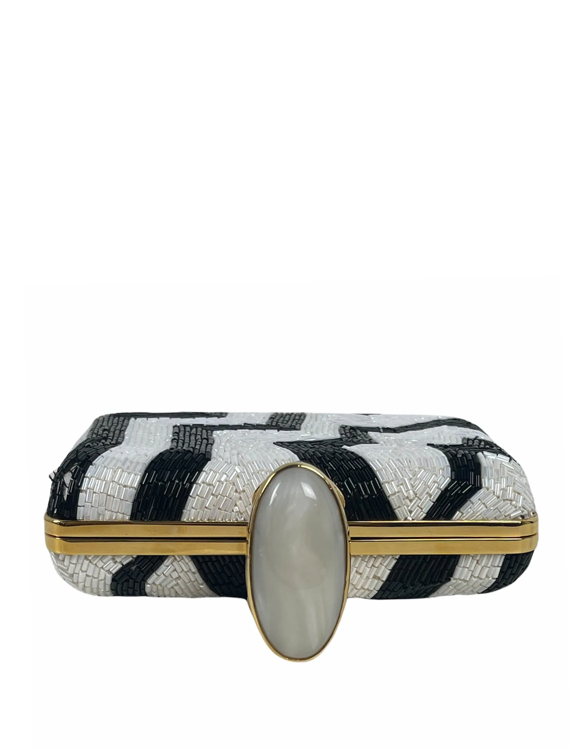 Tom Ford Black & White Beaded Ring Clutch Bag