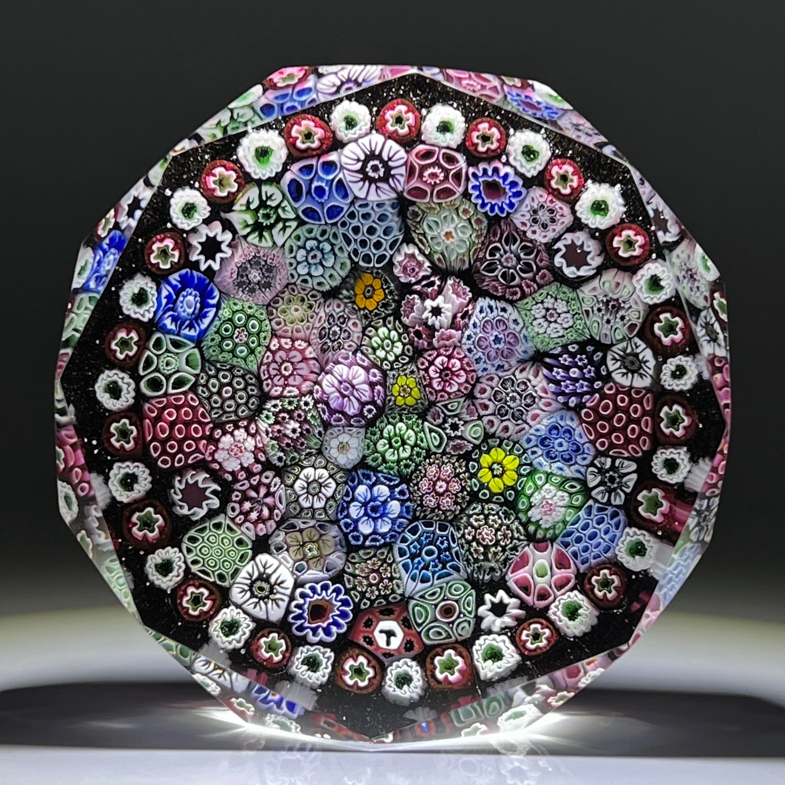 Tomasz Gondek 2021 Glass Art Paperweight Faceted Closepack Complex Millefiori Plaque