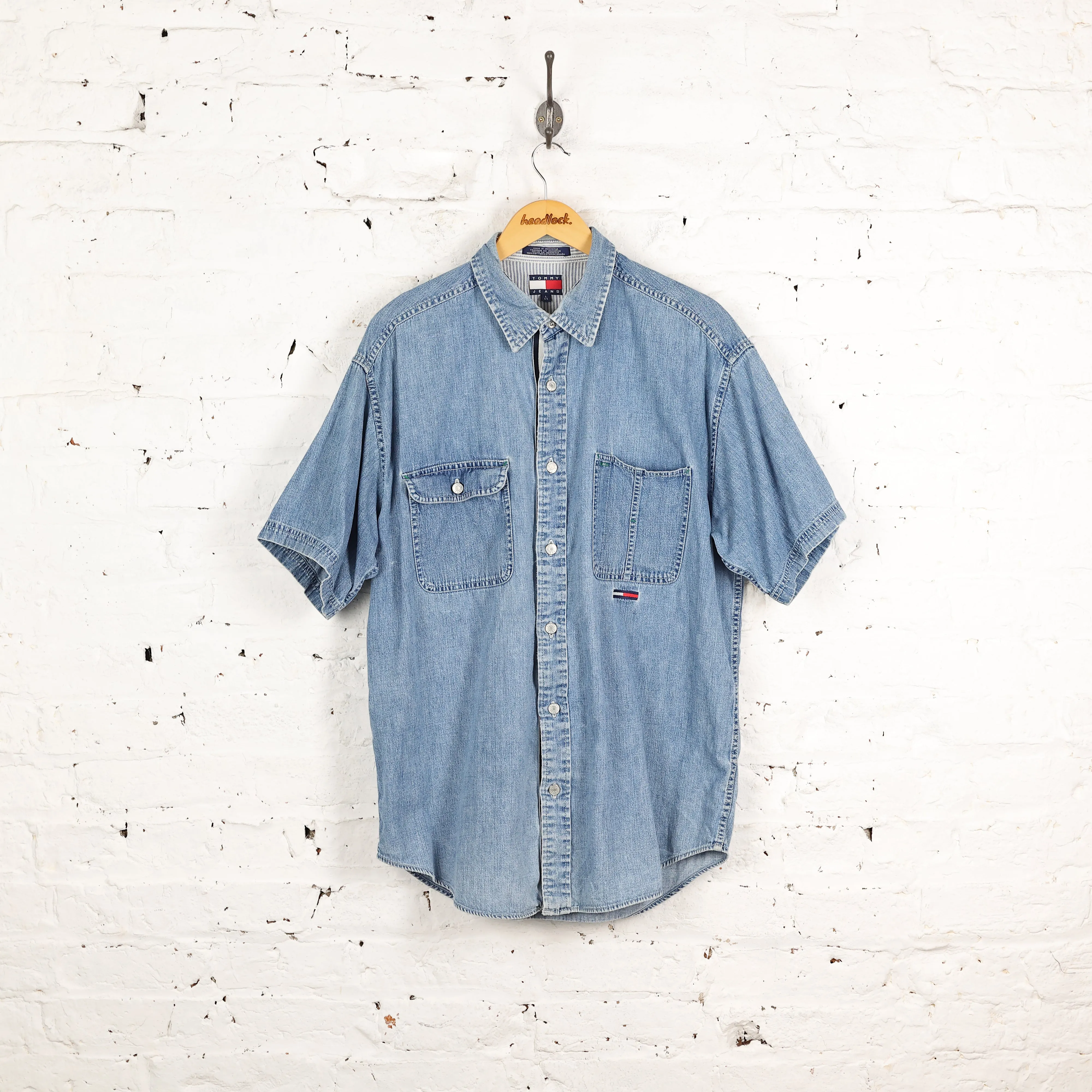 Tommy Jeans Short Sleeve Denim Shirt - Blue - L