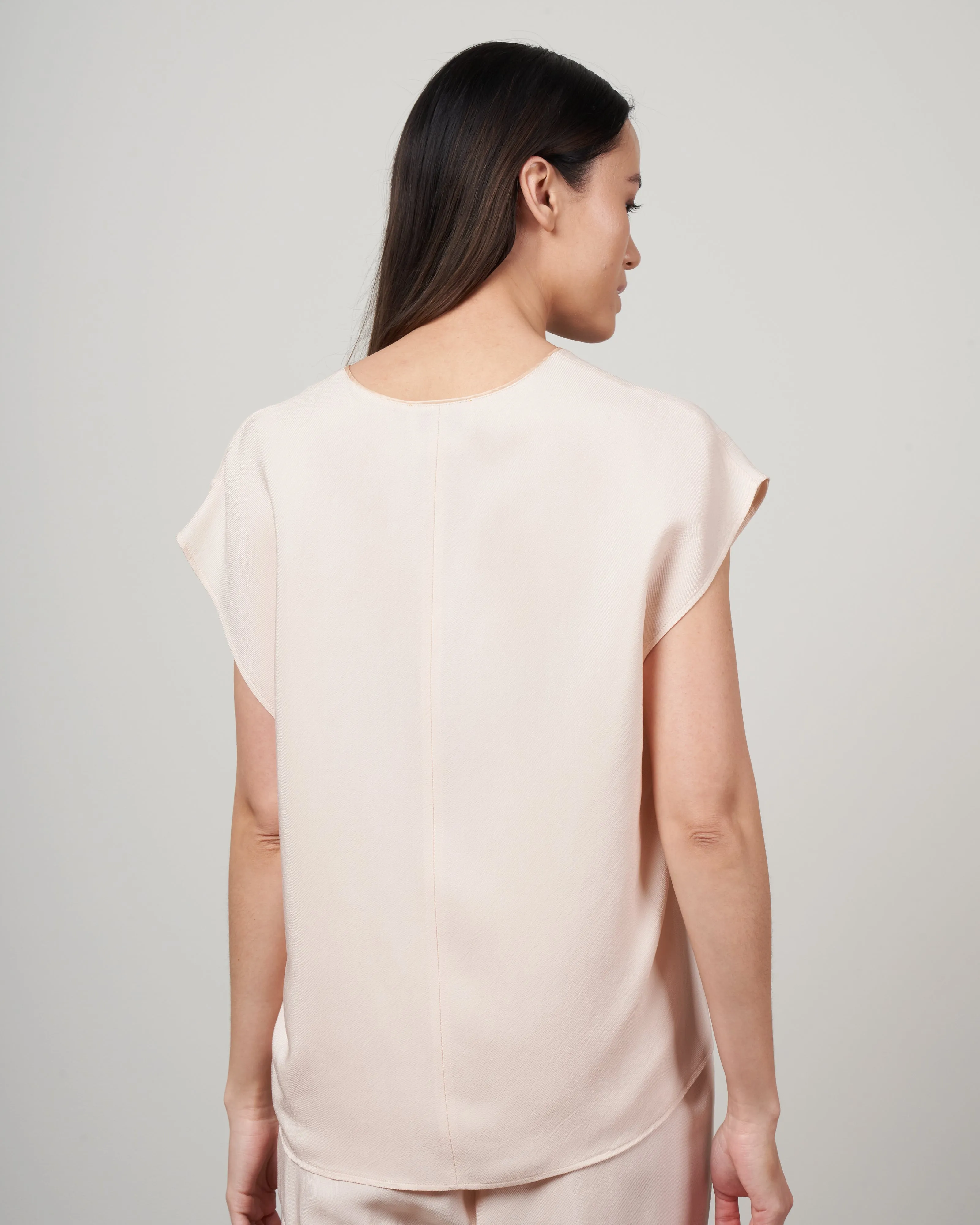 top spalla larga twill cupro lavato - cream