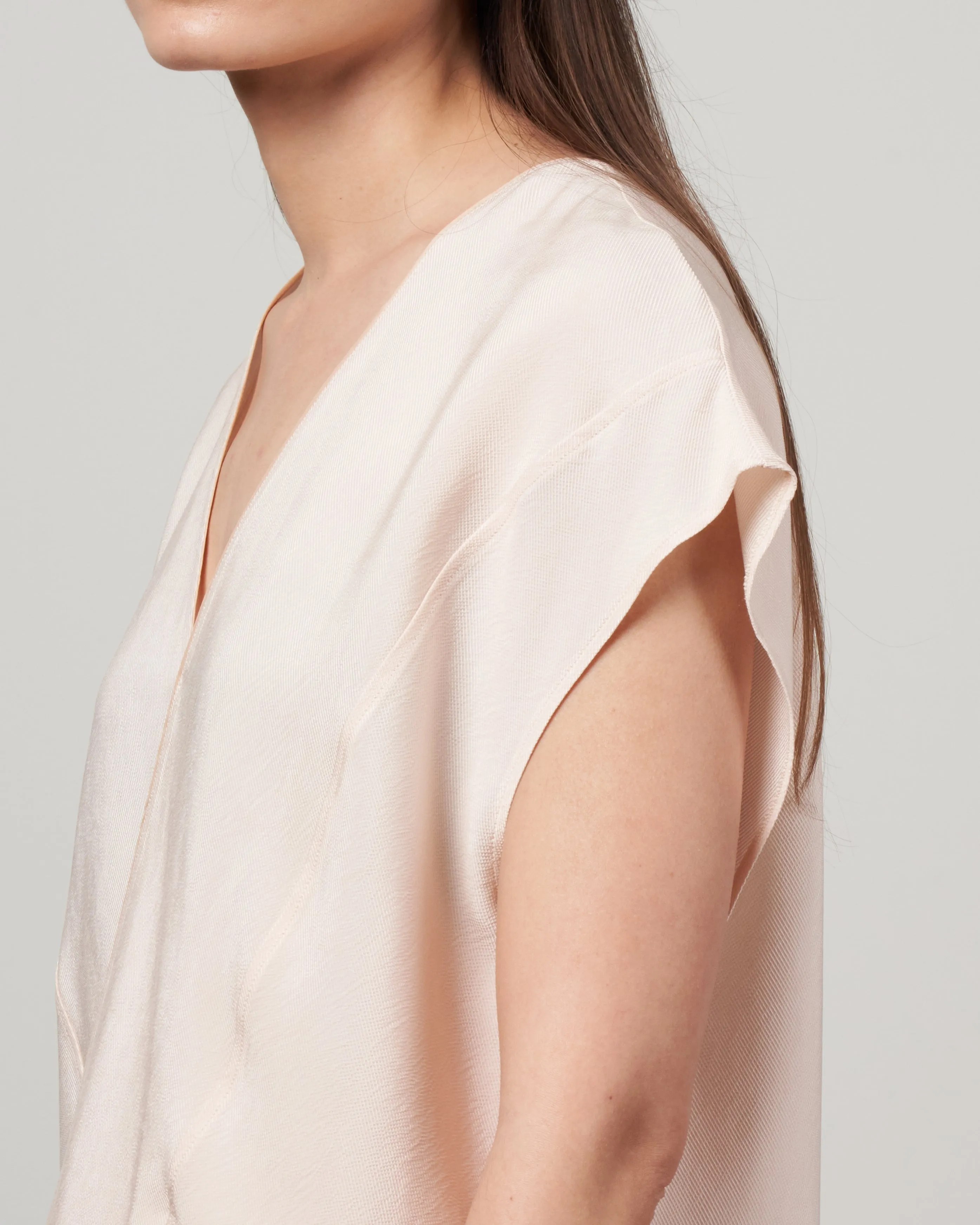 top spalla larga twill cupro lavato - cream