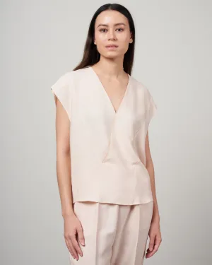 top spalla larga twill cupro lavato - cream