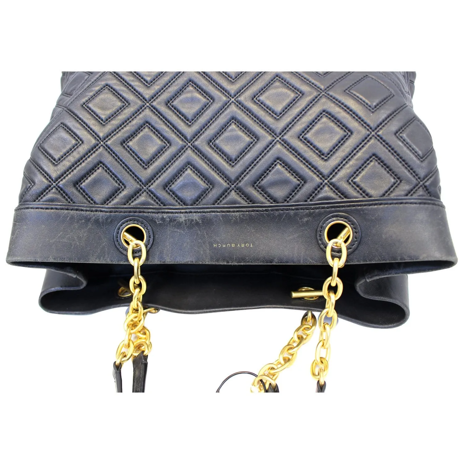 TORY BURCH Large Fleming Black Leather Tote Bag