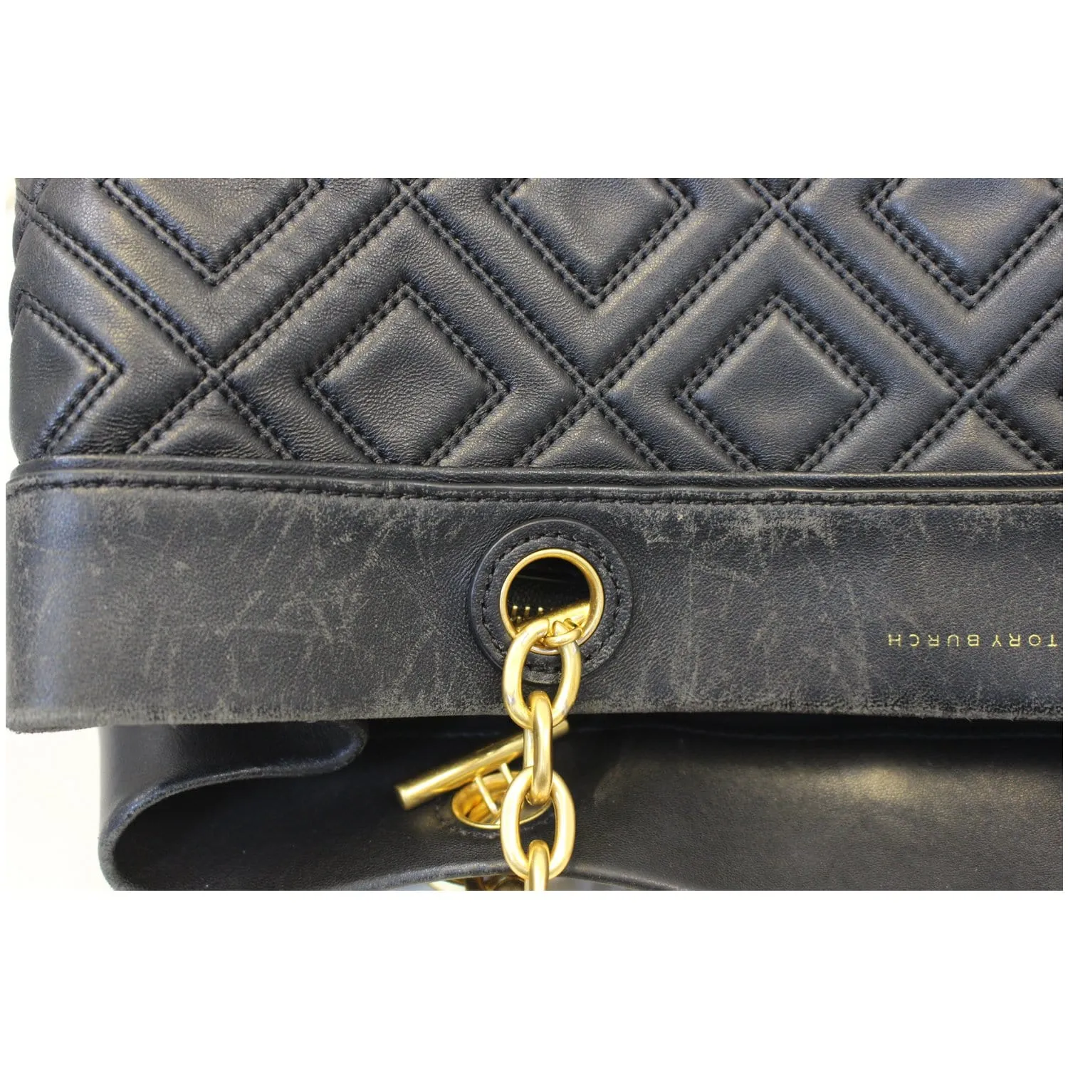 TORY BURCH Large Fleming Black Leather Tote Bag