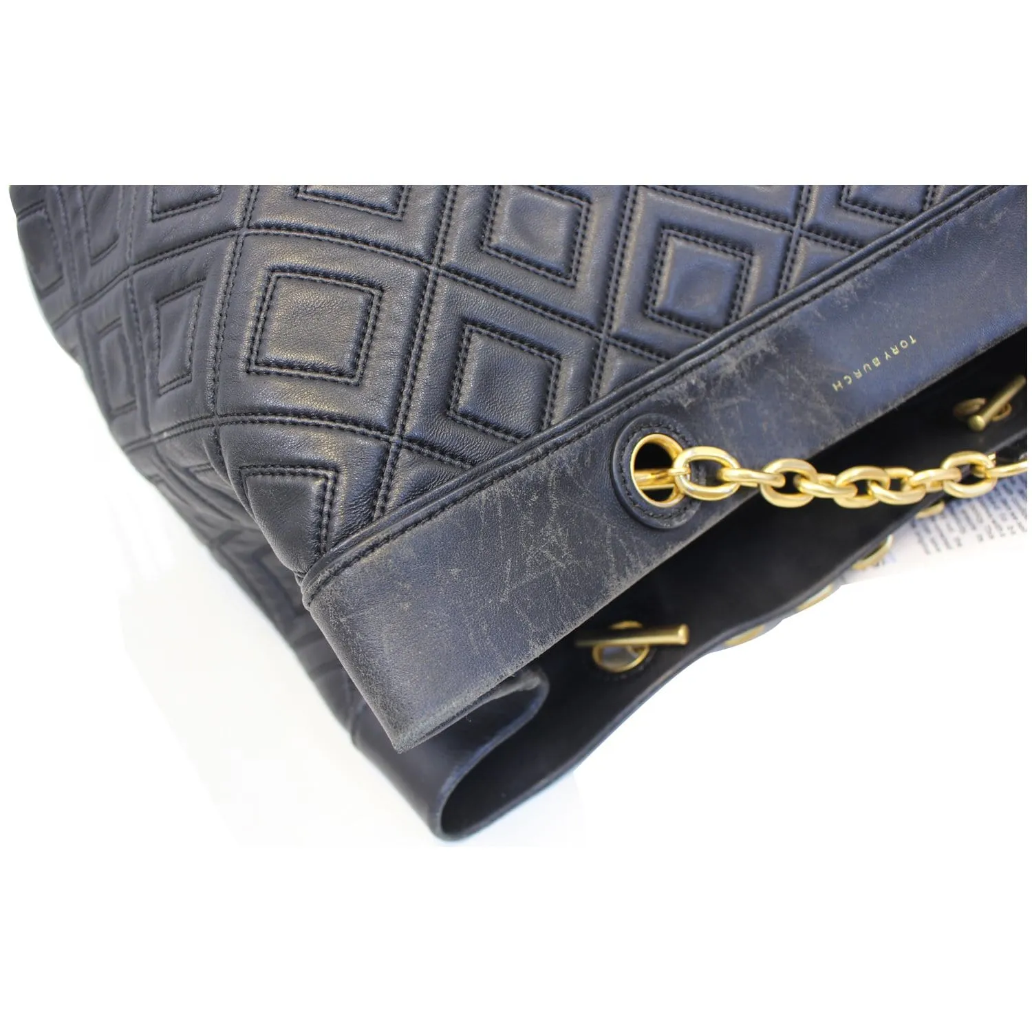 TORY BURCH Large Fleming Black Leather Tote Bag