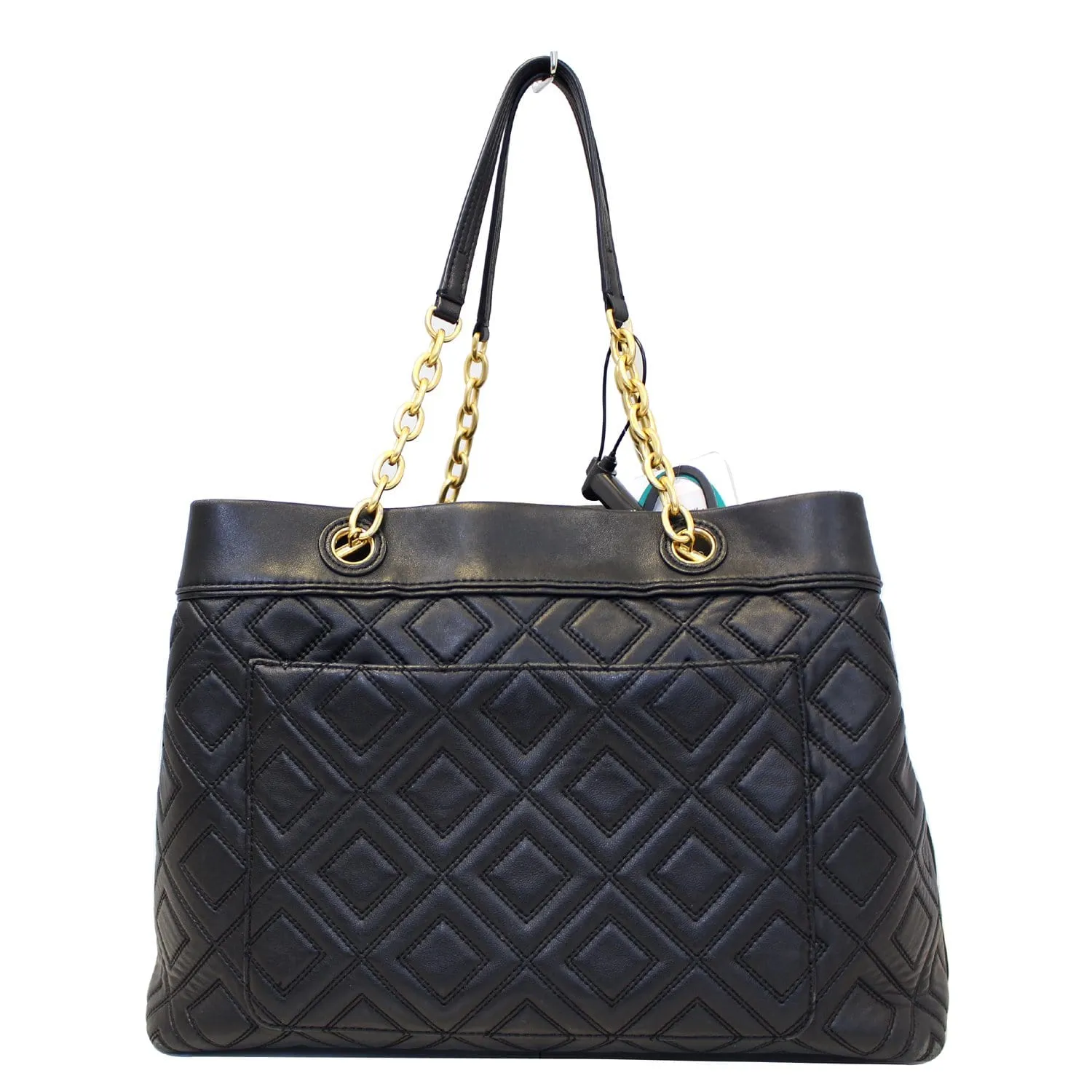 TORY BURCH Large Fleming Black Leather Tote Bag